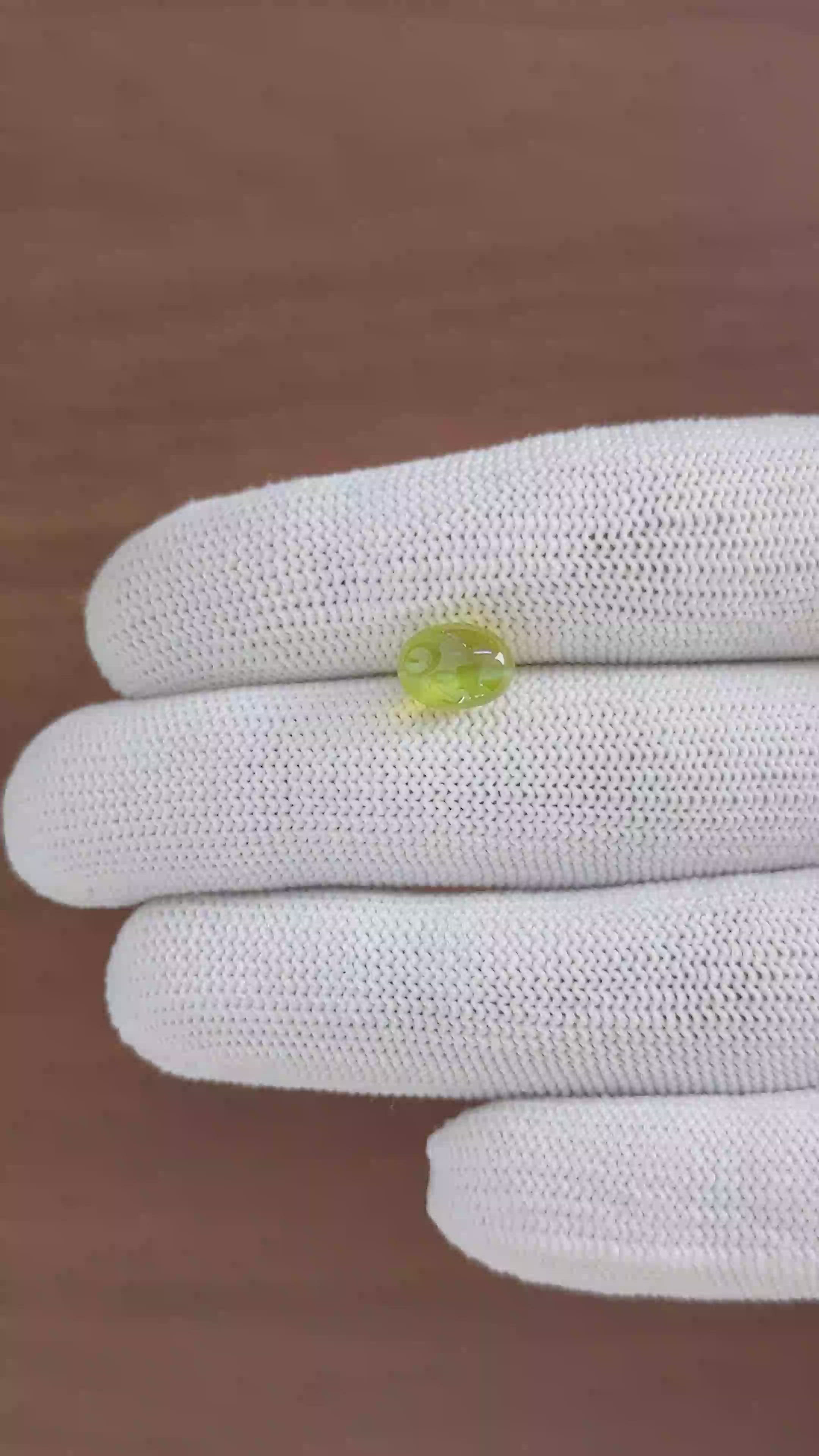 4.58 Ct. Yellowish Green Cabochon Chrysoberyl from Madagascar Size Video