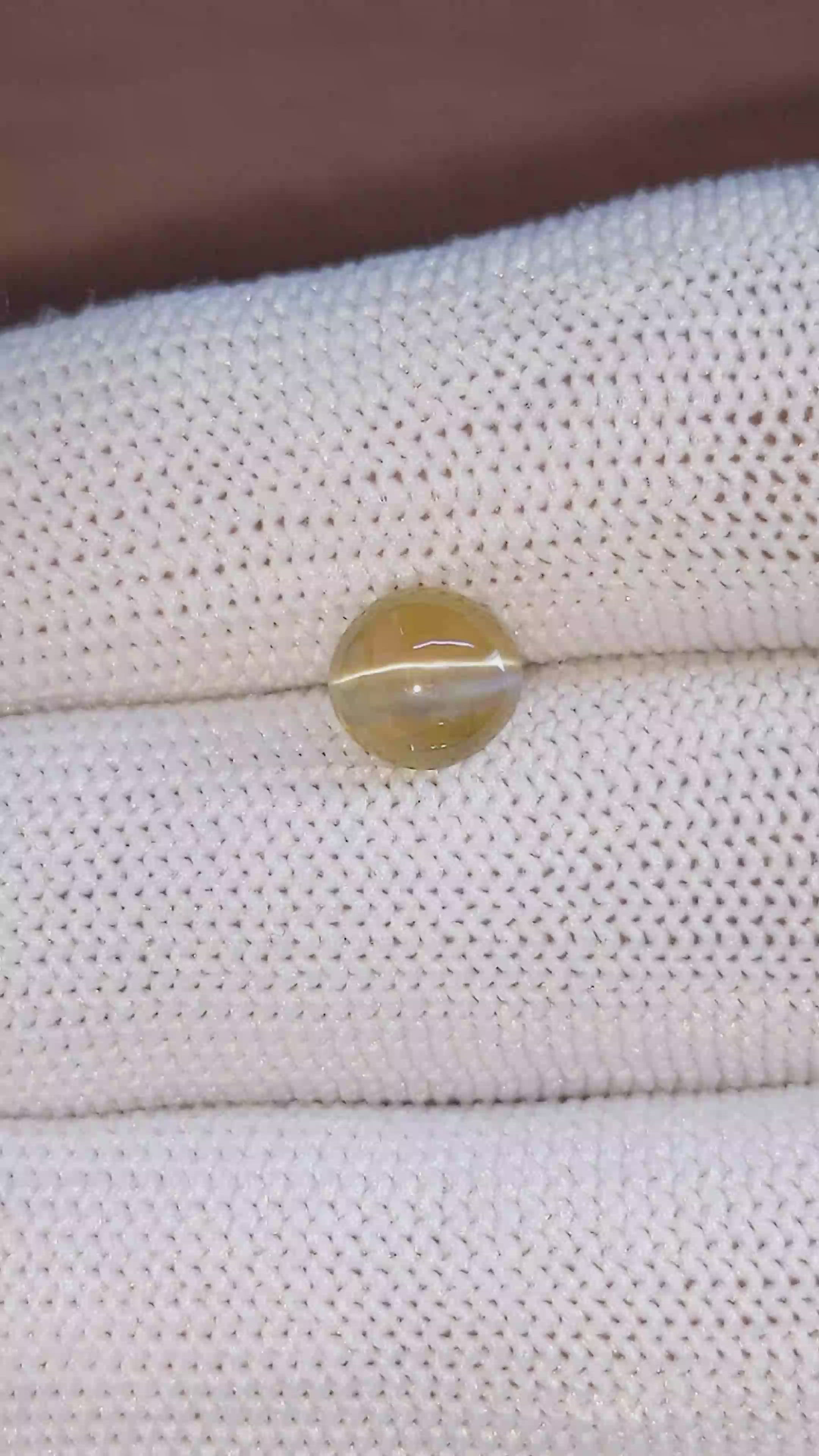 2.12 Ct. Greenish Yellow Cabochon Chrysoberyl from Madagascar Size Video