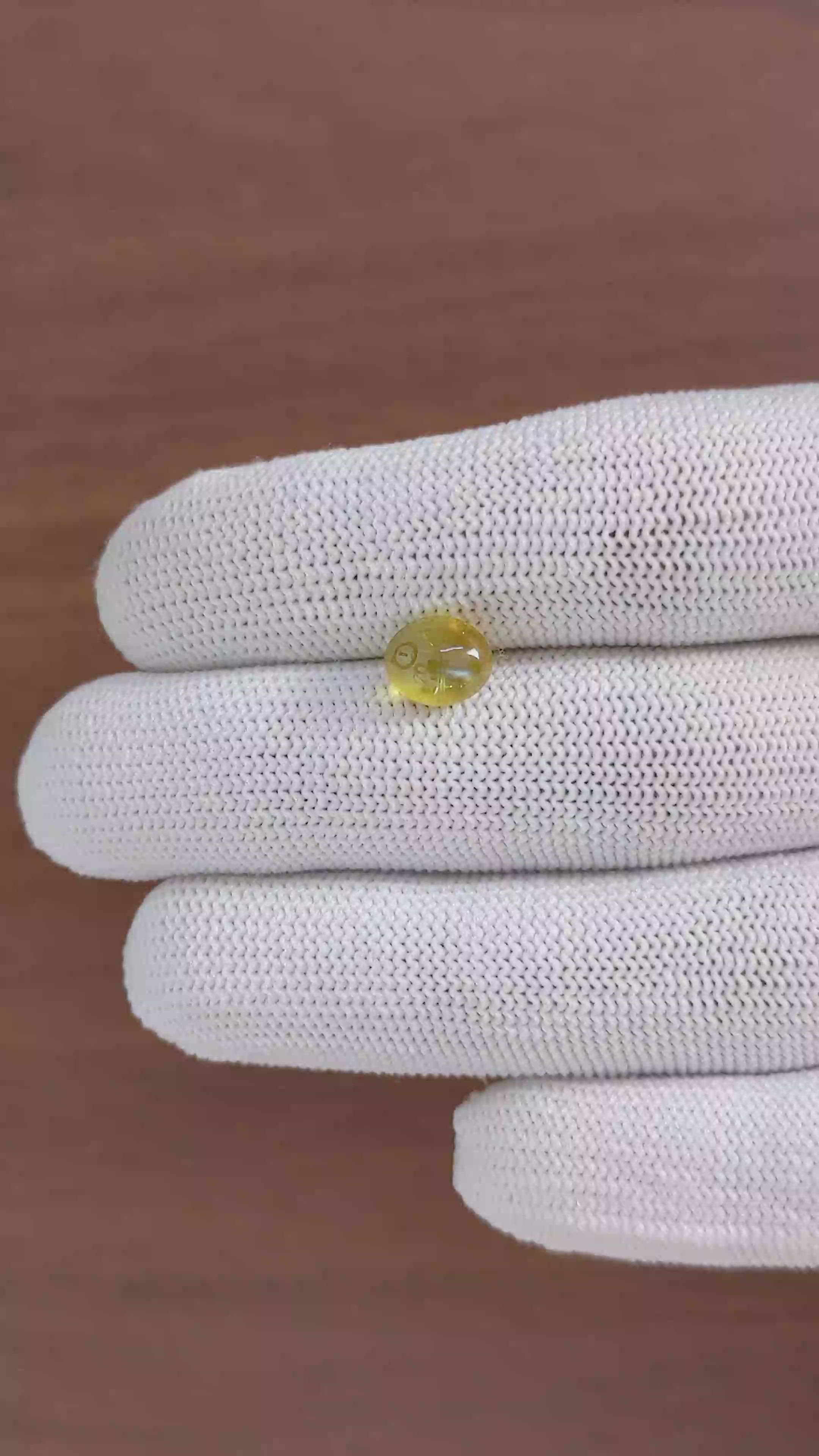 2.89 Ct. Greenish Yellow Cabochon Chrysoberyl from Ceylon (Sri Lanka) Size Video