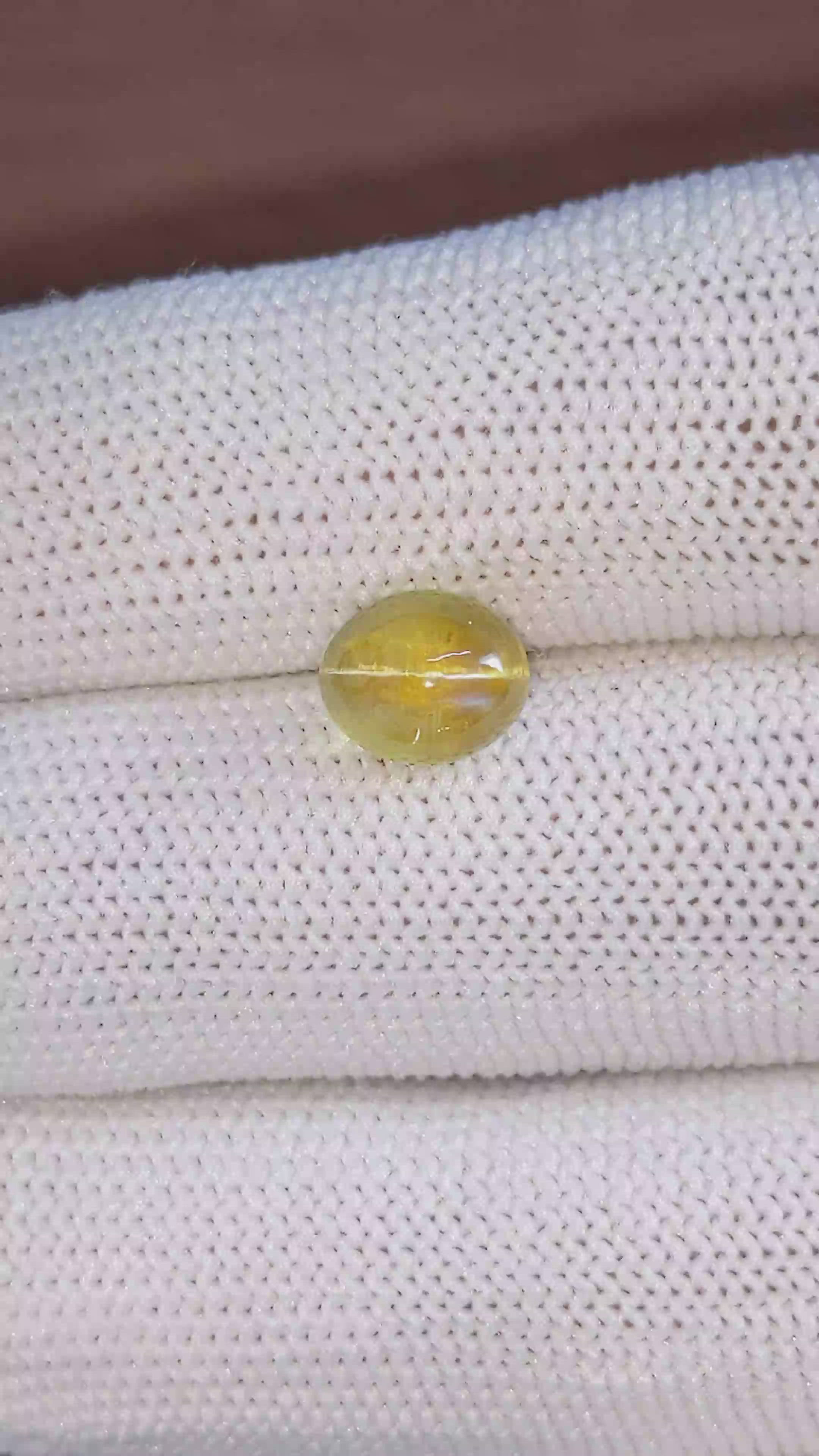 2.89 Ct. Greenish Yellow Cabochon Chrysoberyl from Ceylon (Sri Lanka) Size Video