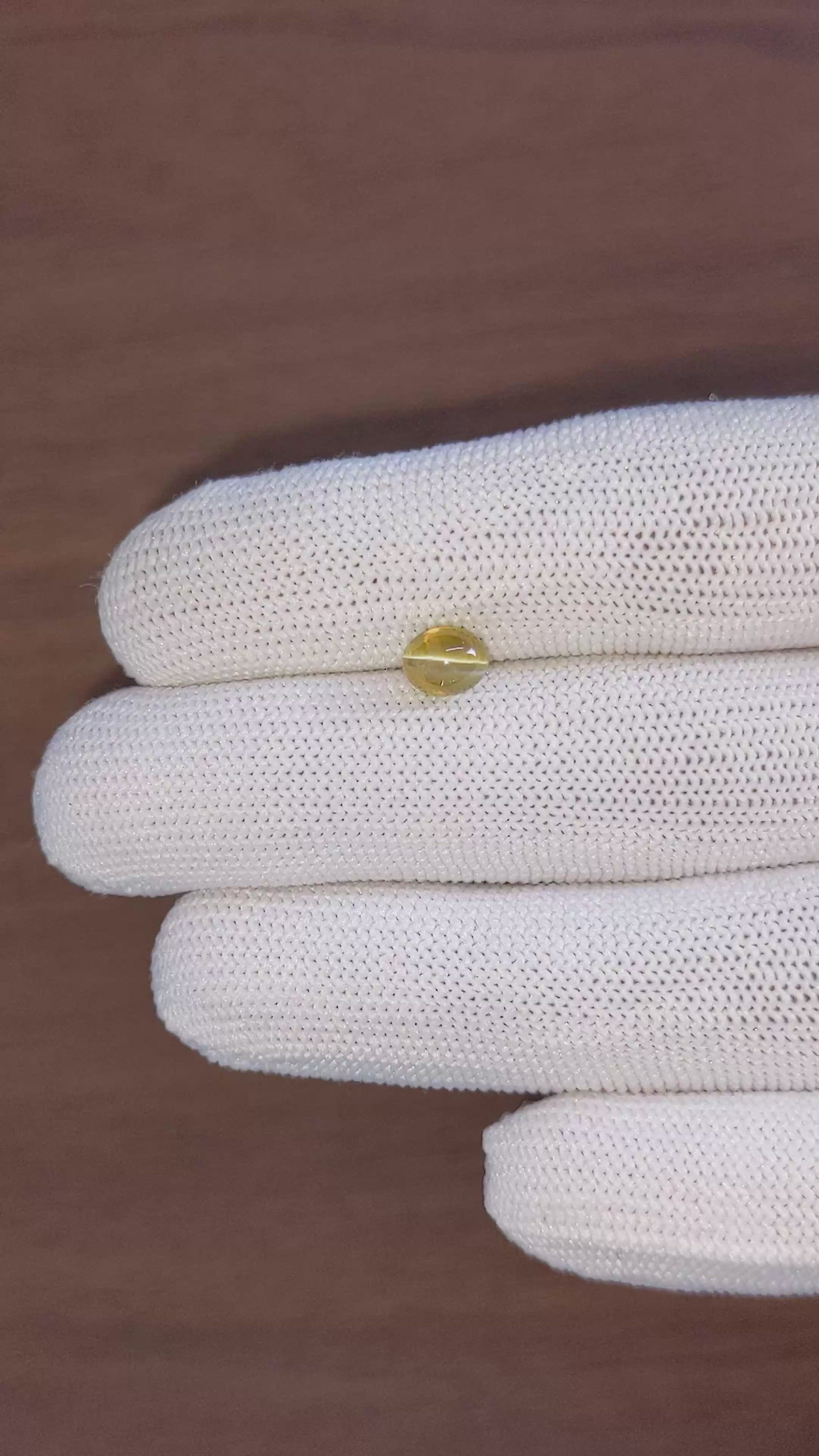 1.72 Ct. Greenish Yellow Cabochon Chrysoberyl from Madagascar Size Video