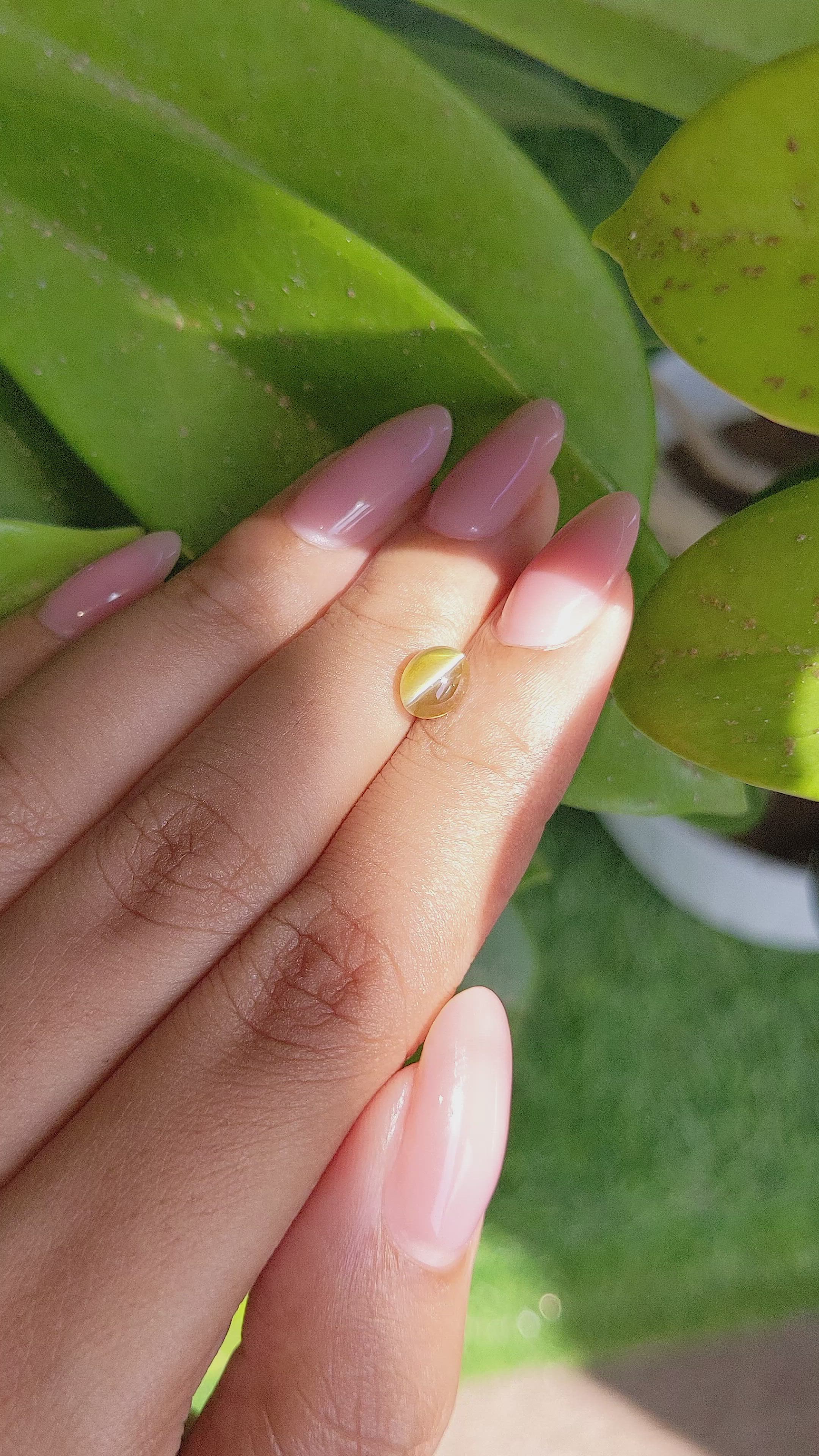 1.72 Ct. Greenish Yellow Cabochon Chrysoberyl from Madagascar Size Video