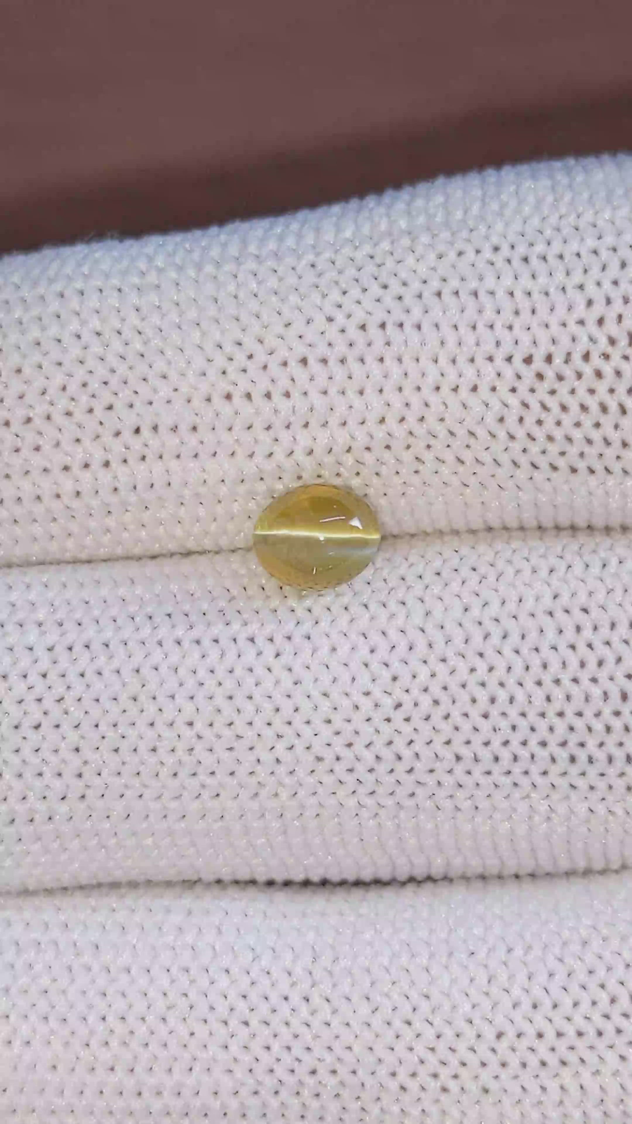 1.72 Ct. Greenish Yellow Cabochon Chrysoberyl from Madagascar Size Video