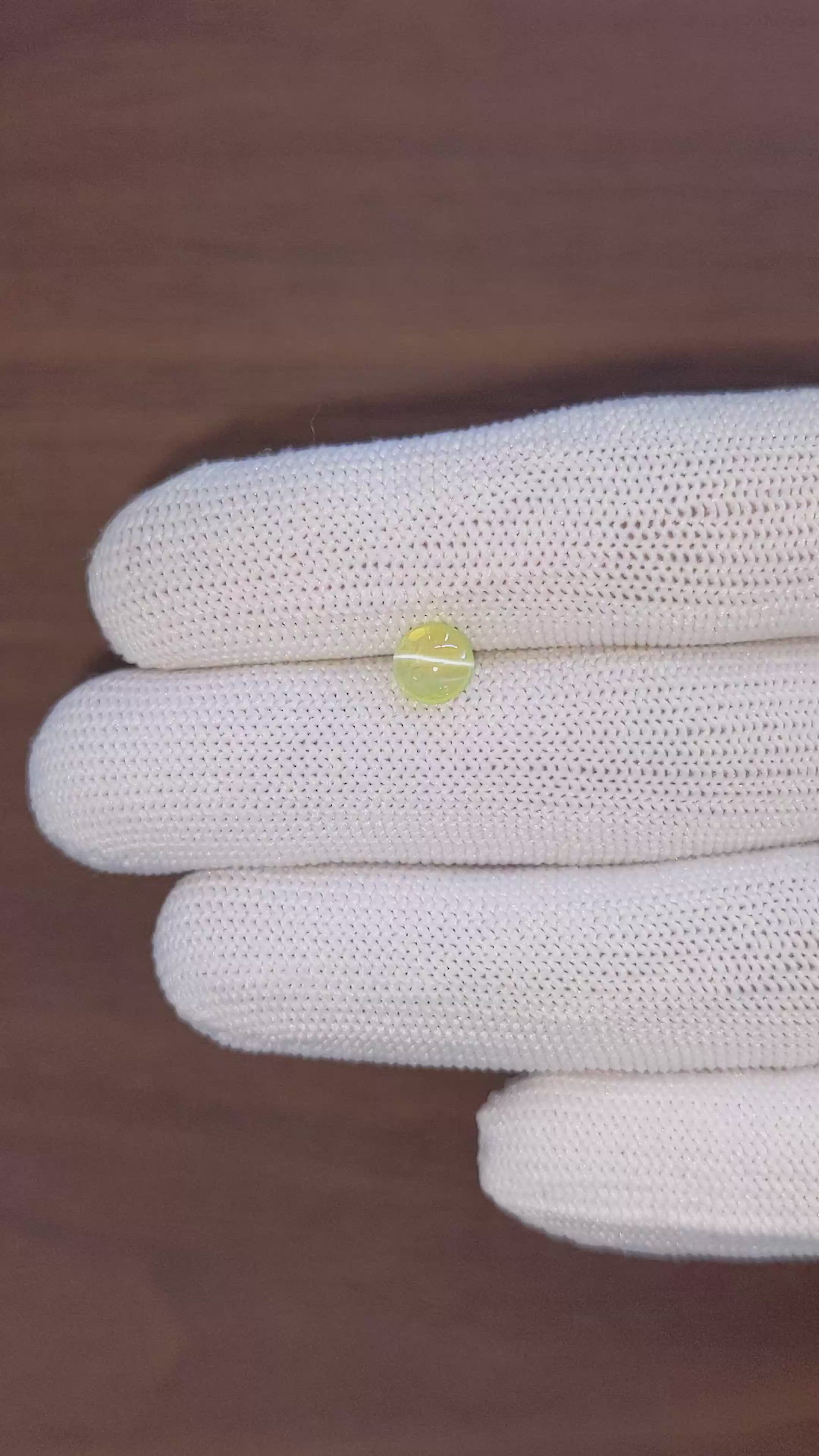 1.58 Ct. Yellowish Green Cabochon Chrysoberyl from Ceylon (Sri Lanka) Size Video