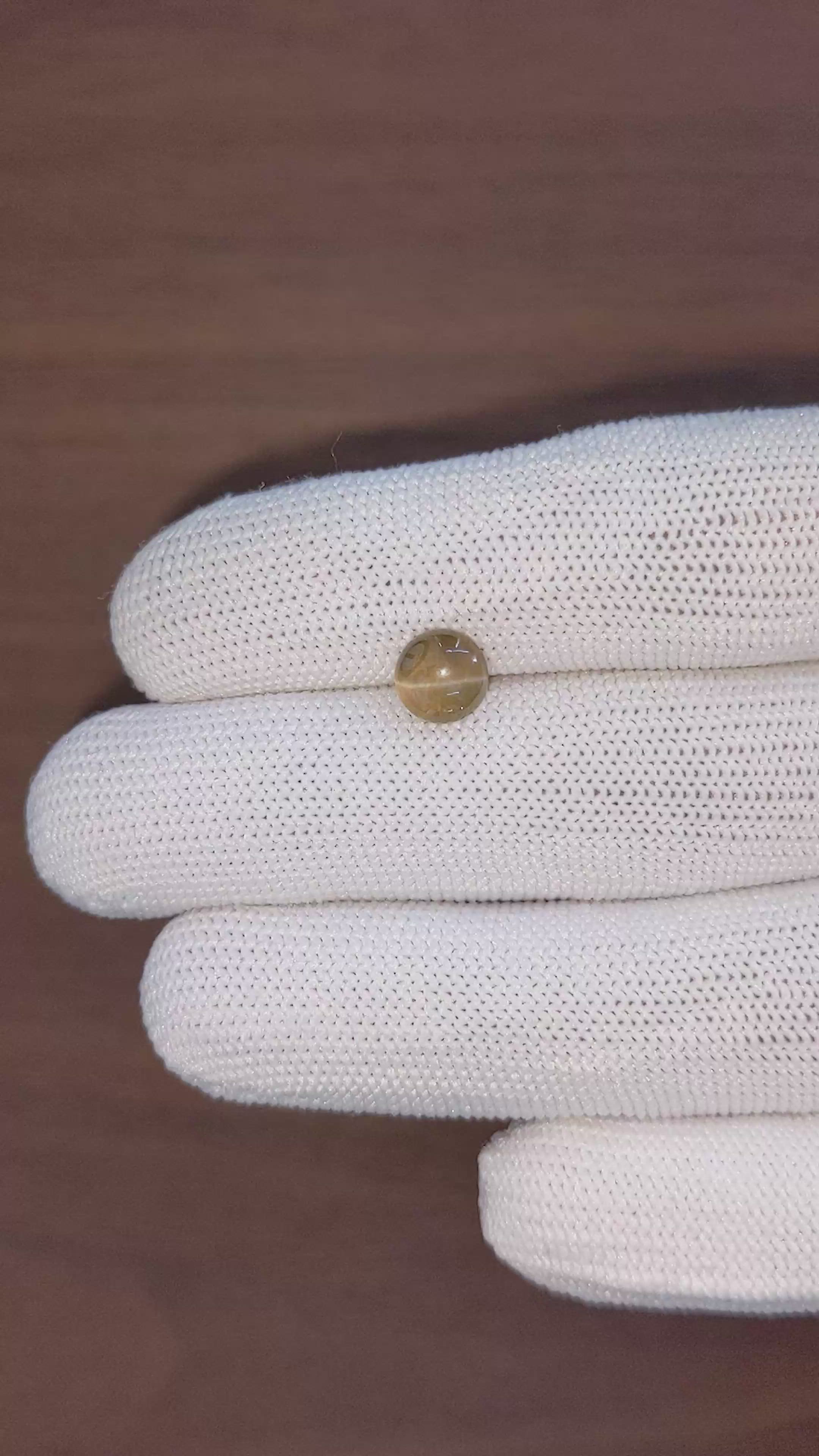 1.85 Ct. Yellowish Brown Cabochon Chrysoberyl from Madagascar Size Video