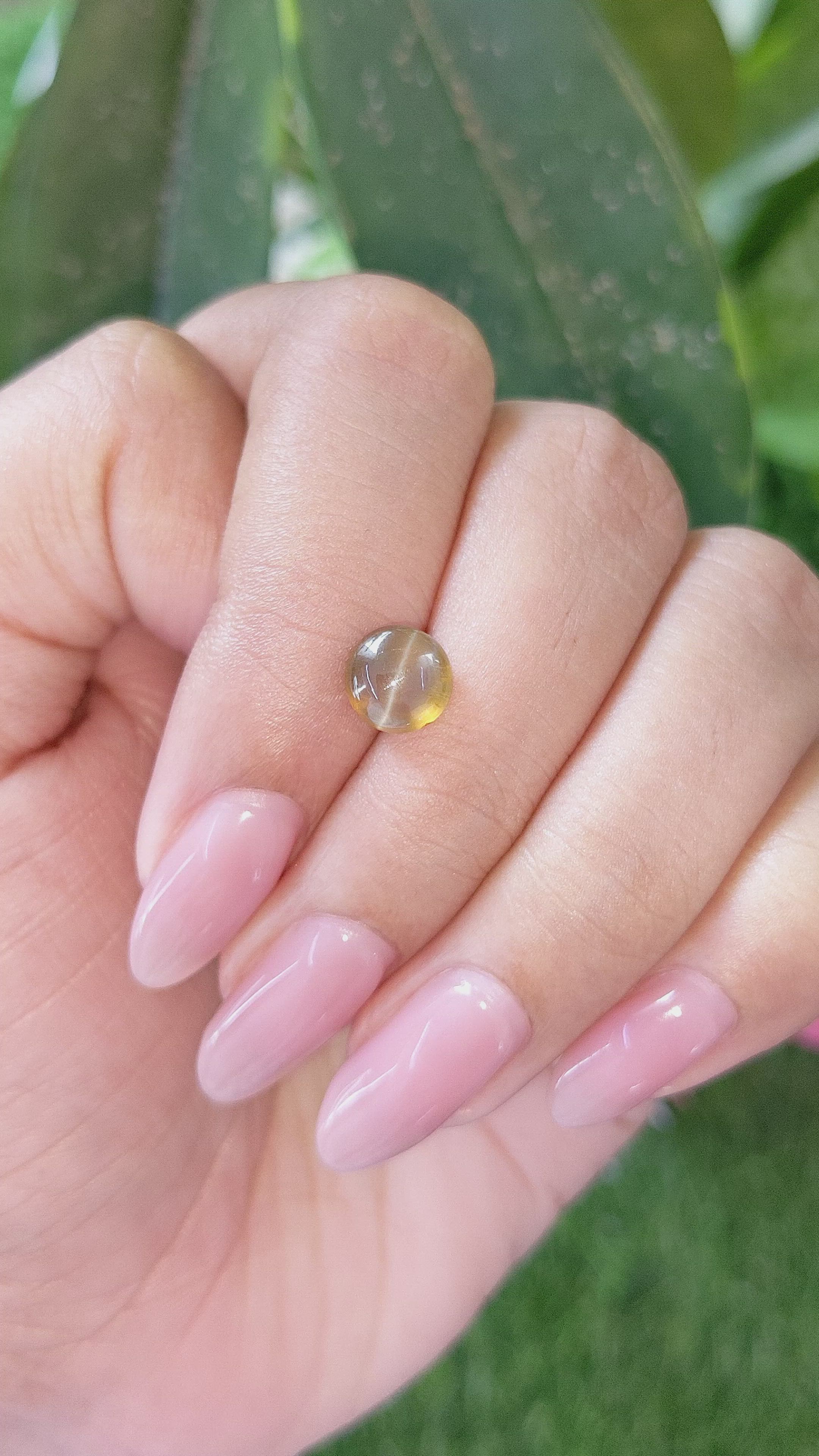 1.85 Ct. Yellowish Brown Cabochon Chrysoberyl from Madagascar Size Video