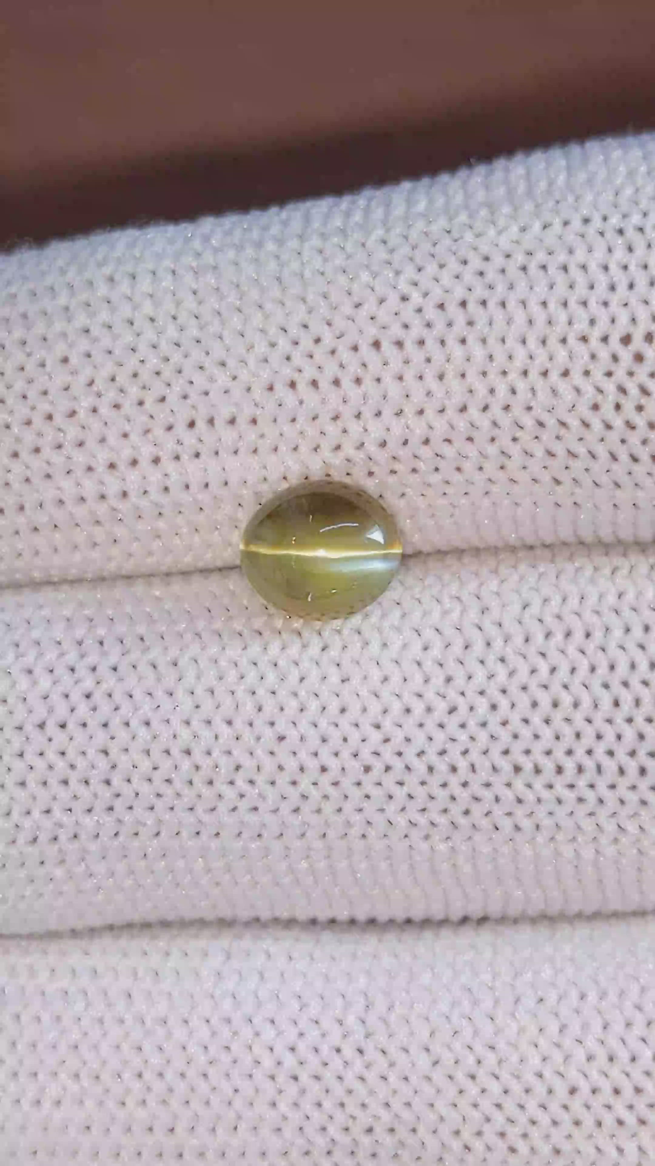 2.32 Ct. Yellowish Green Cabochon Chrysoberyl from Tanzania Size Video