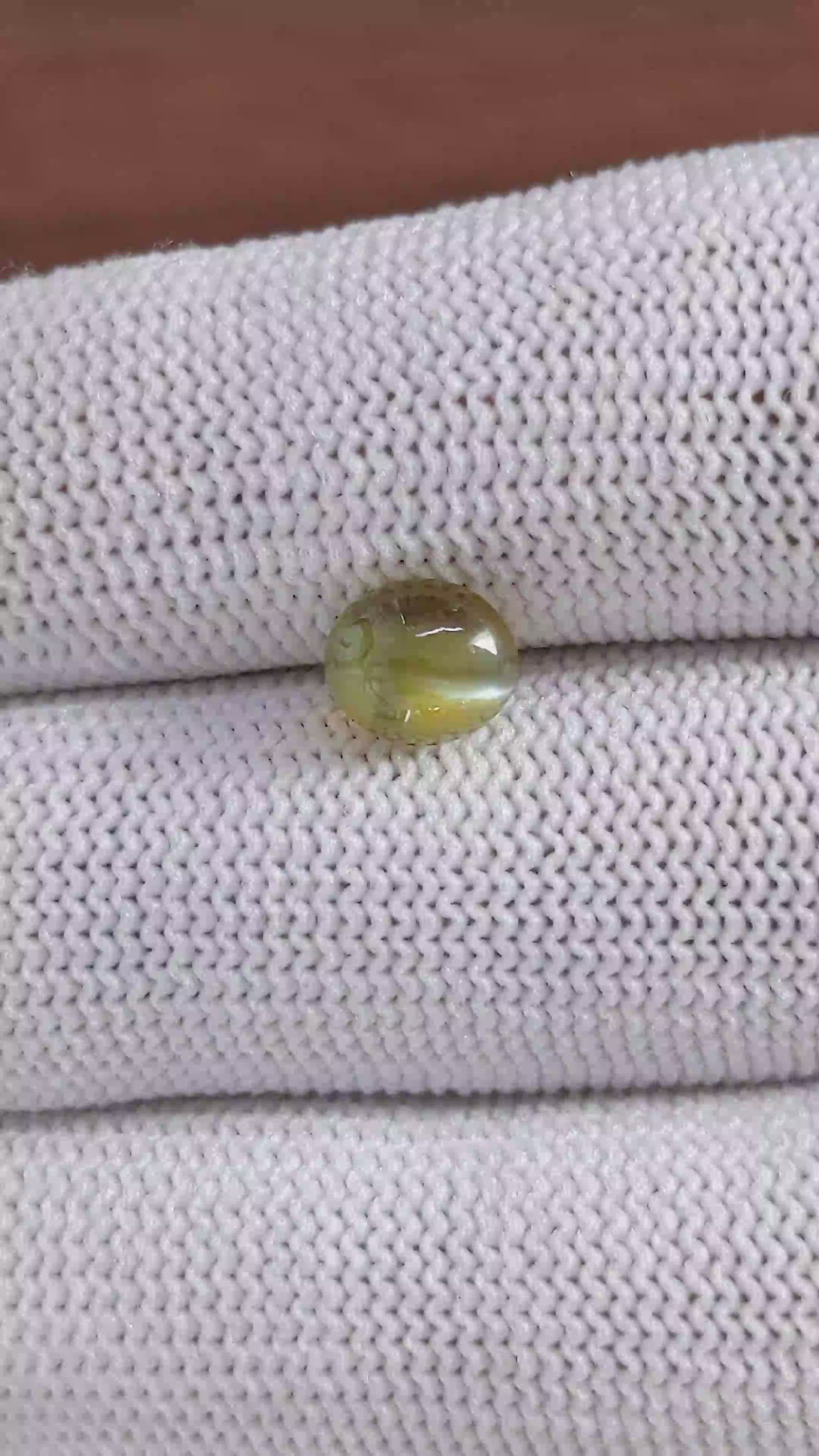 2.32 Ct. Yellowish Green Cabochon Chrysoberyl from Tanzania Size Video