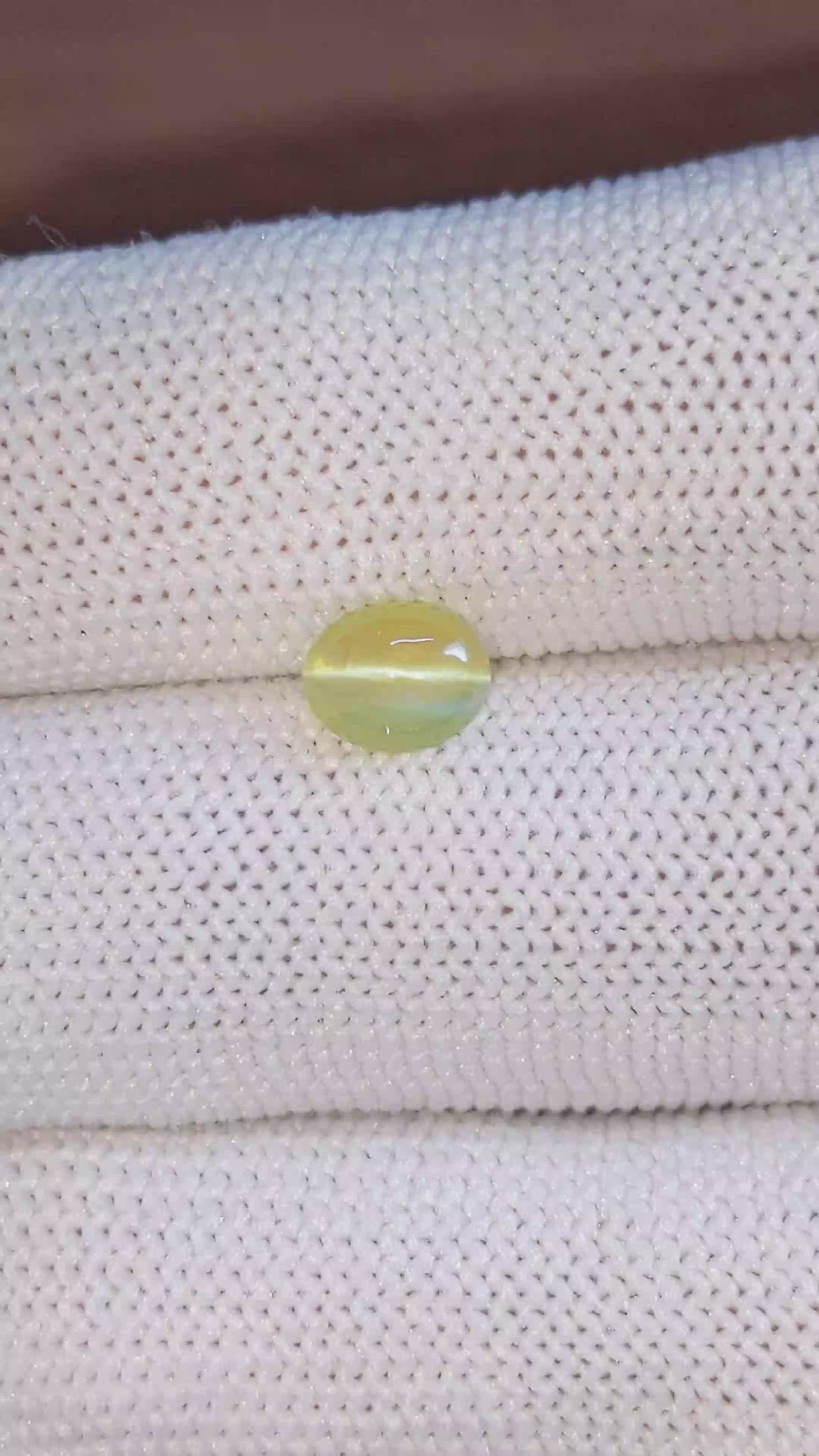1.44 Ct. Yellowish Green Cabochon Chrysoberyl from Ceylon (Sri Lanka) Size Video