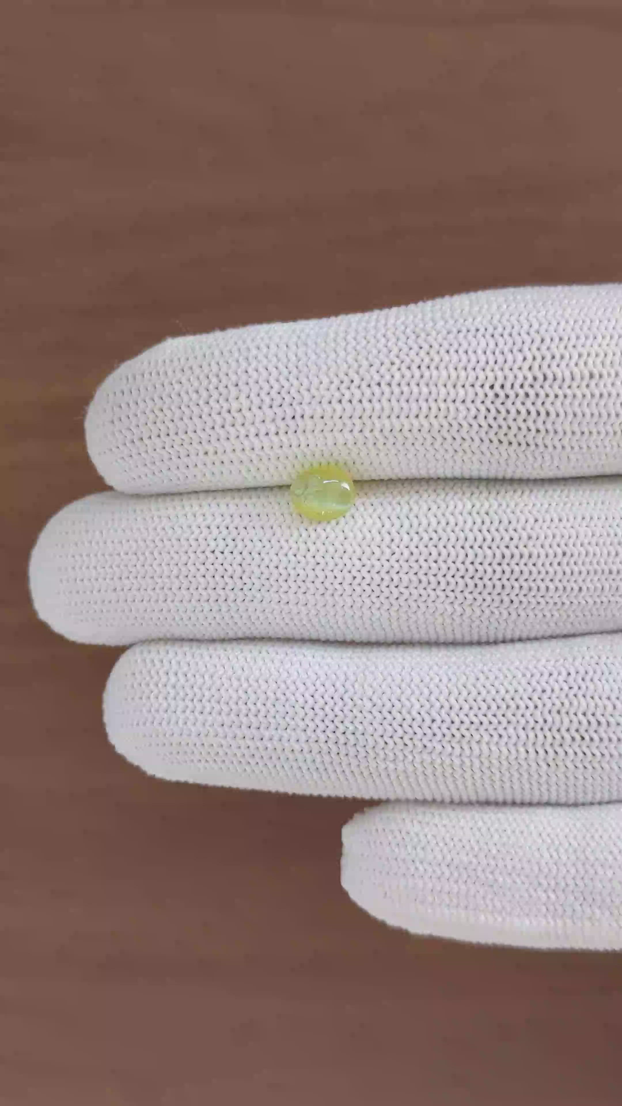 1.44 Ct. Yellowish Green Cabochon Chrysoberyl from Ceylon (Sri Lanka) Size Video