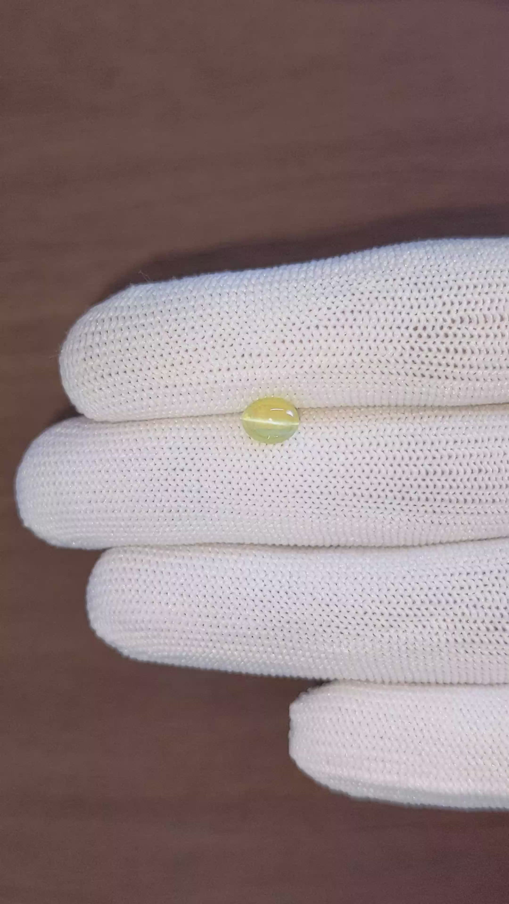 1.44 Ct. Yellowish Green Cabochon Chrysoberyl from Ceylon (Sri Lanka) Size Video
