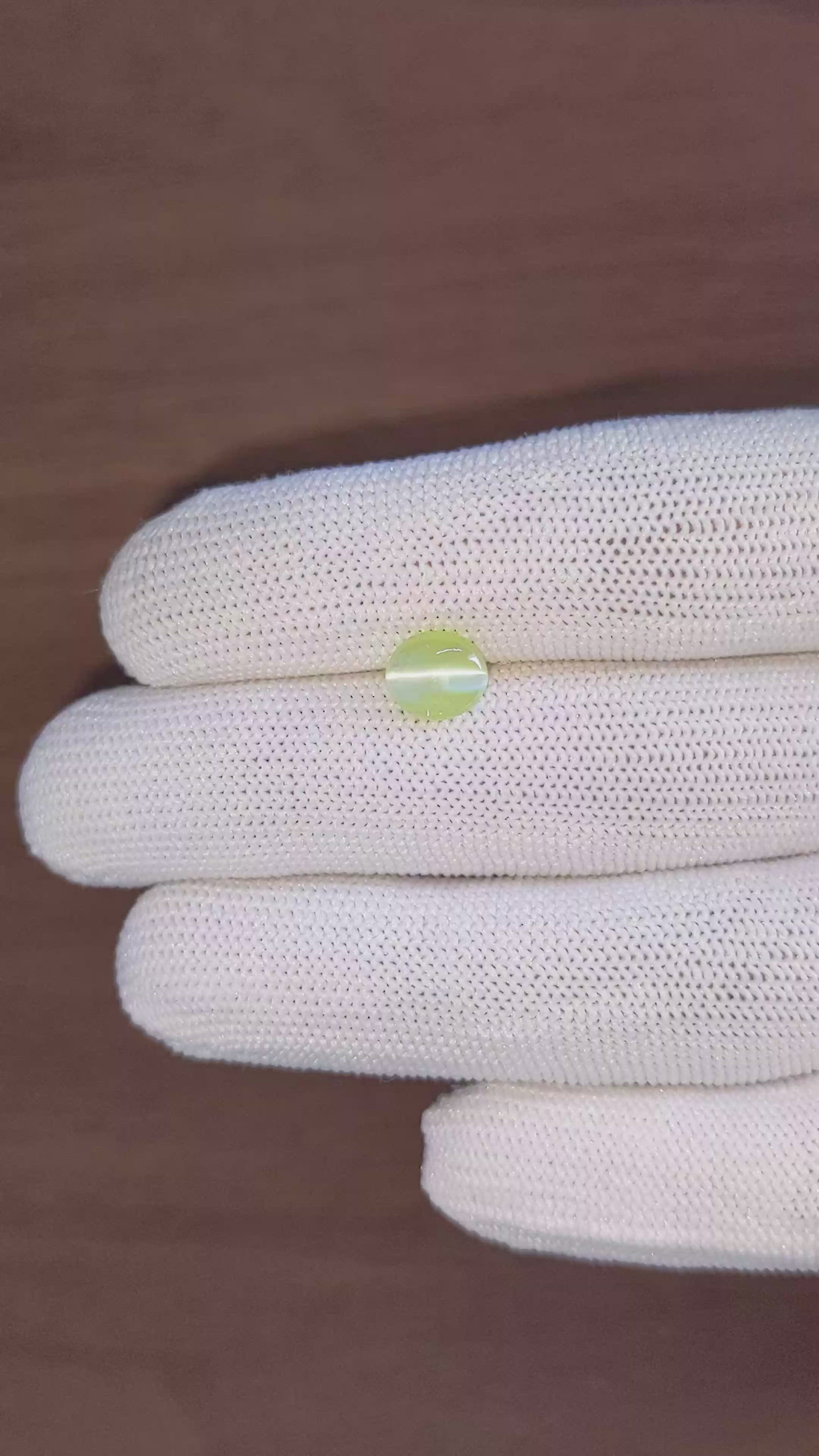 1.75 Ct. Green Cabochon Chrysoberyl from Ceylon (Sri Lanka) Size Video