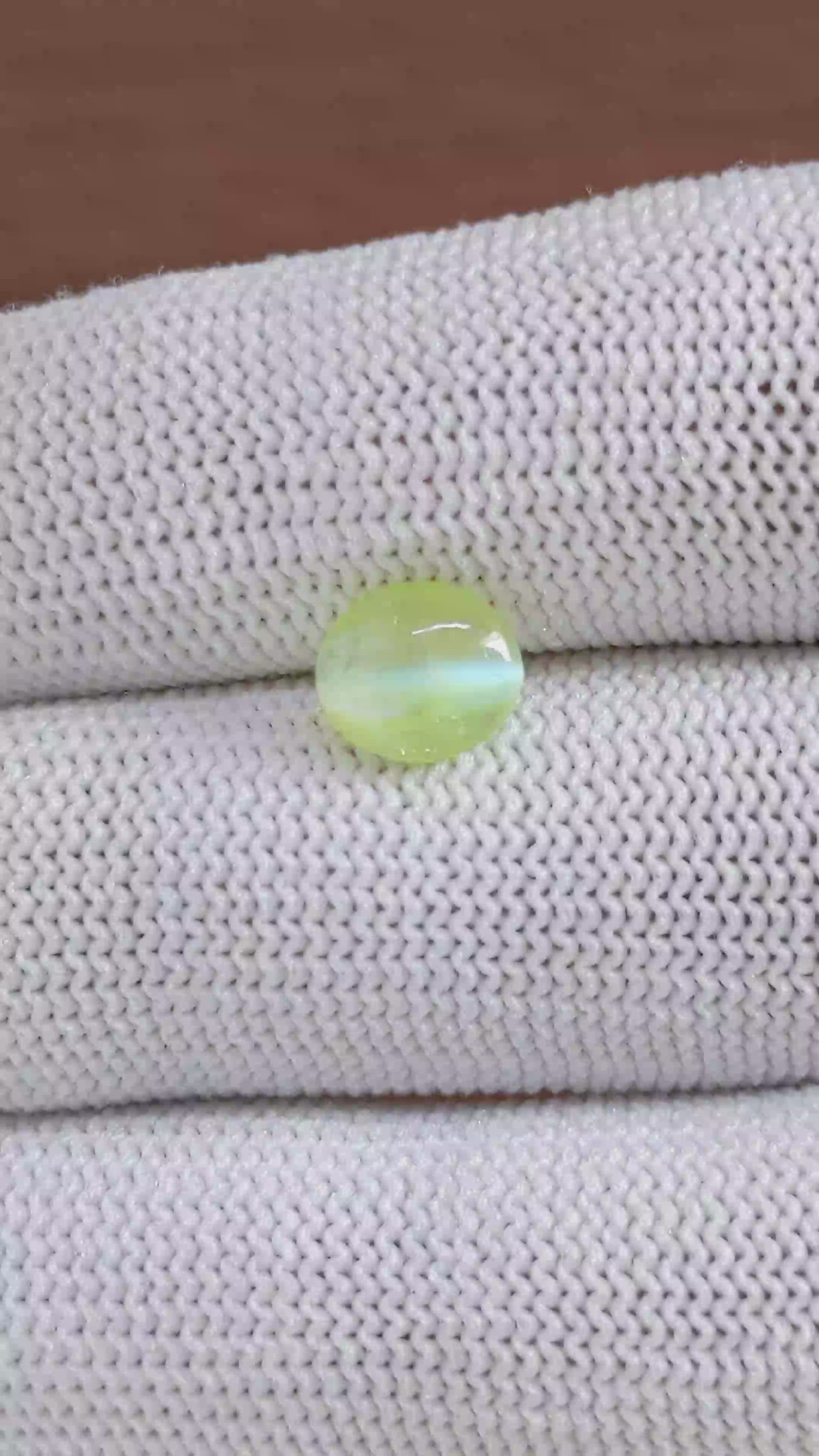 1.75 Ct. Green Cabochon Chrysoberyl from Ceylon (Sri Lanka) Size Video