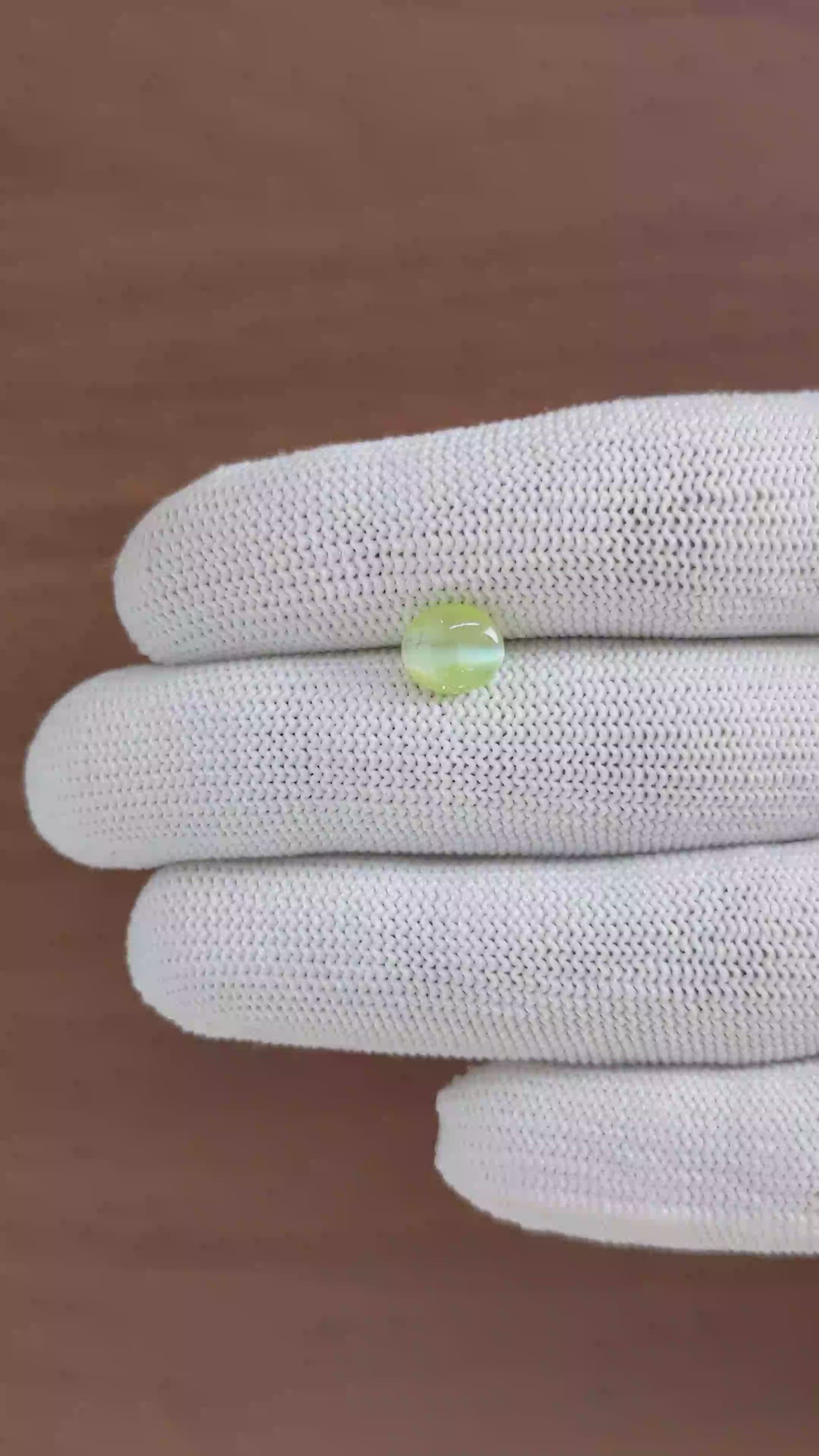1.75 Ct. Green Cabochon Chrysoberyl from Ceylon (Sri Lanka) Size Video