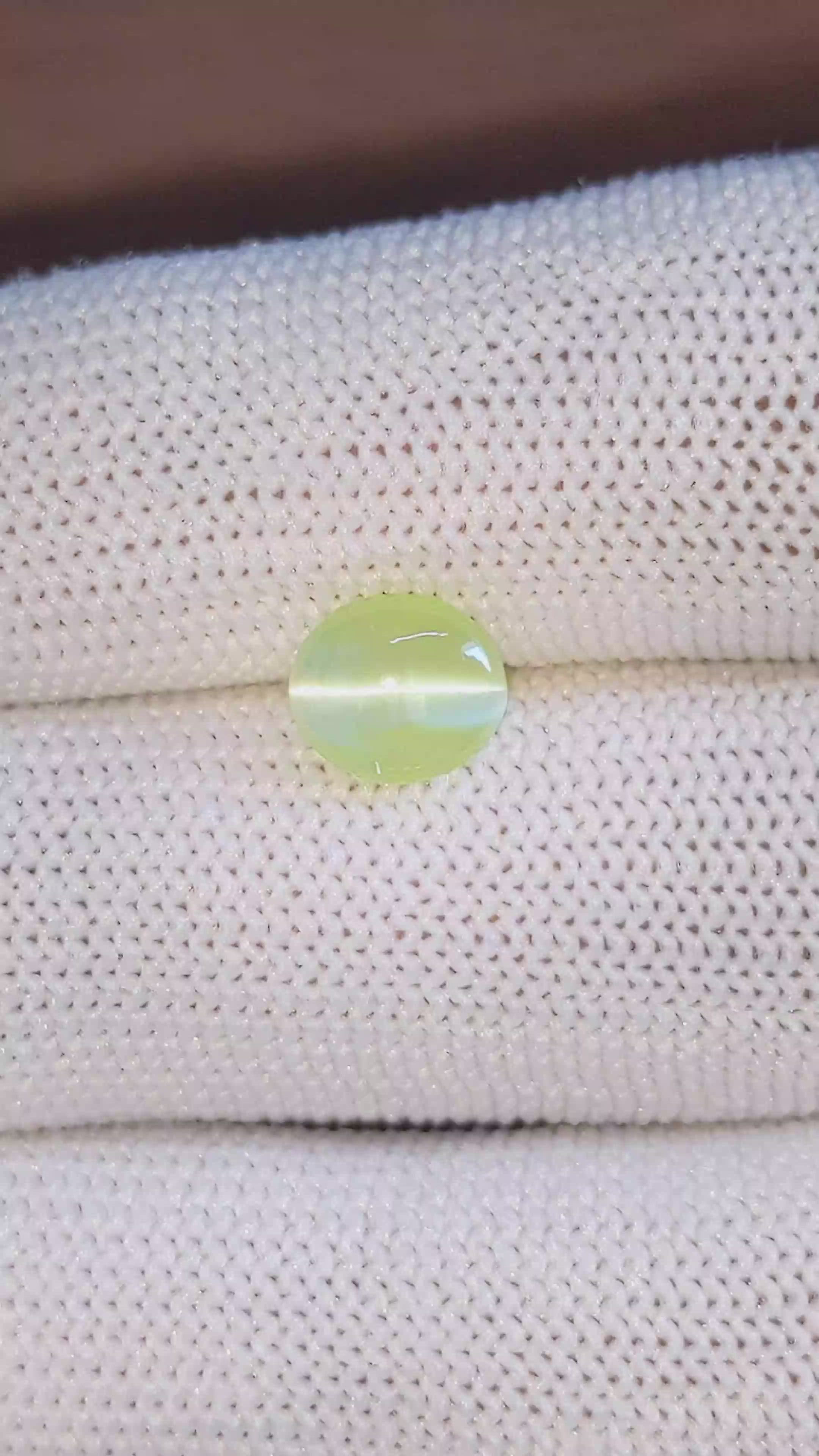 1.75 Ct. Green Cabochon Chrysoberyl from Ceylon (Sri Lanka) Size Video