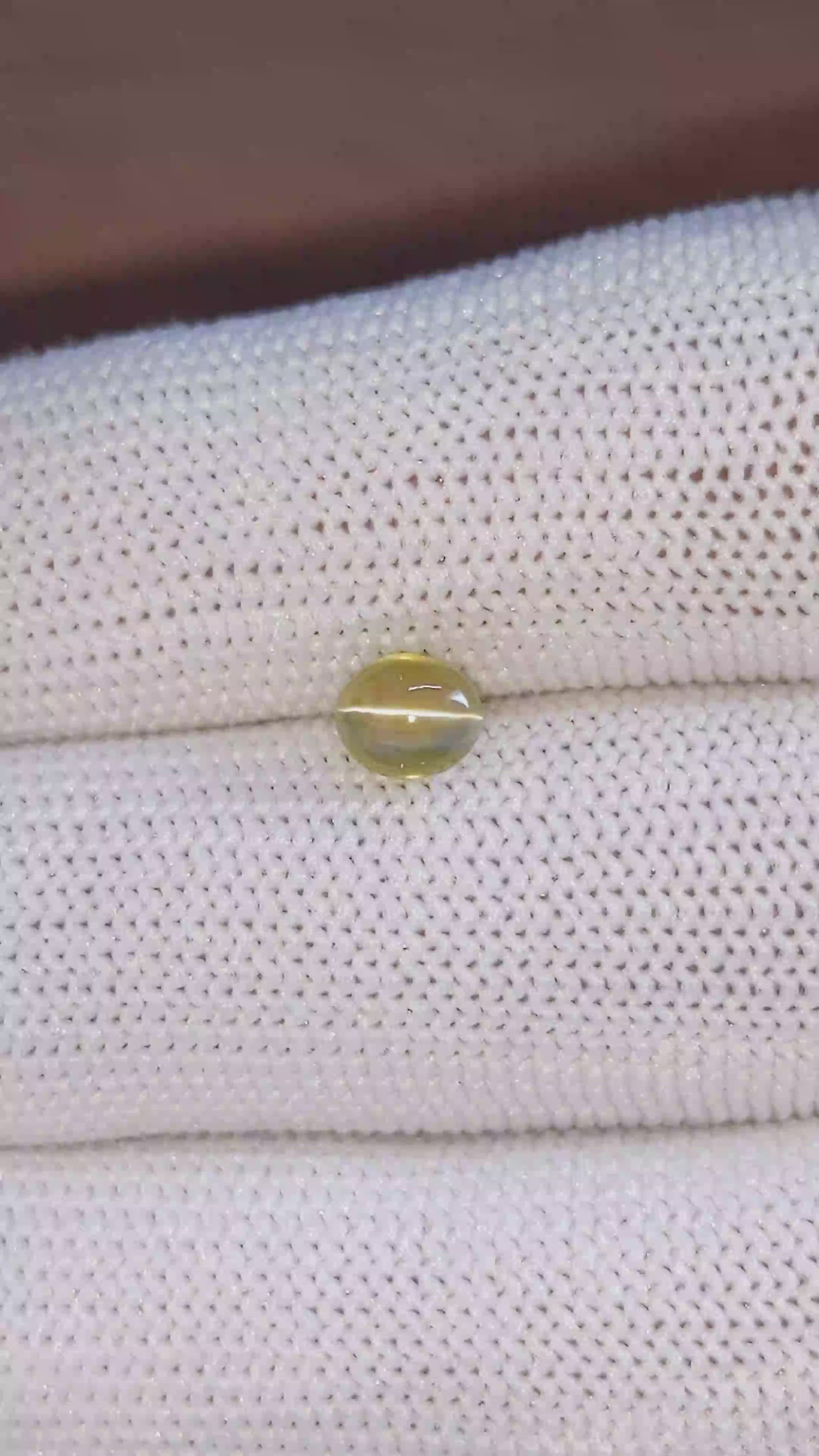 1.27 Ct. Yellowish Green Cabochon Chrysoberyl from Ceylon (Sri Lanka) Size Video