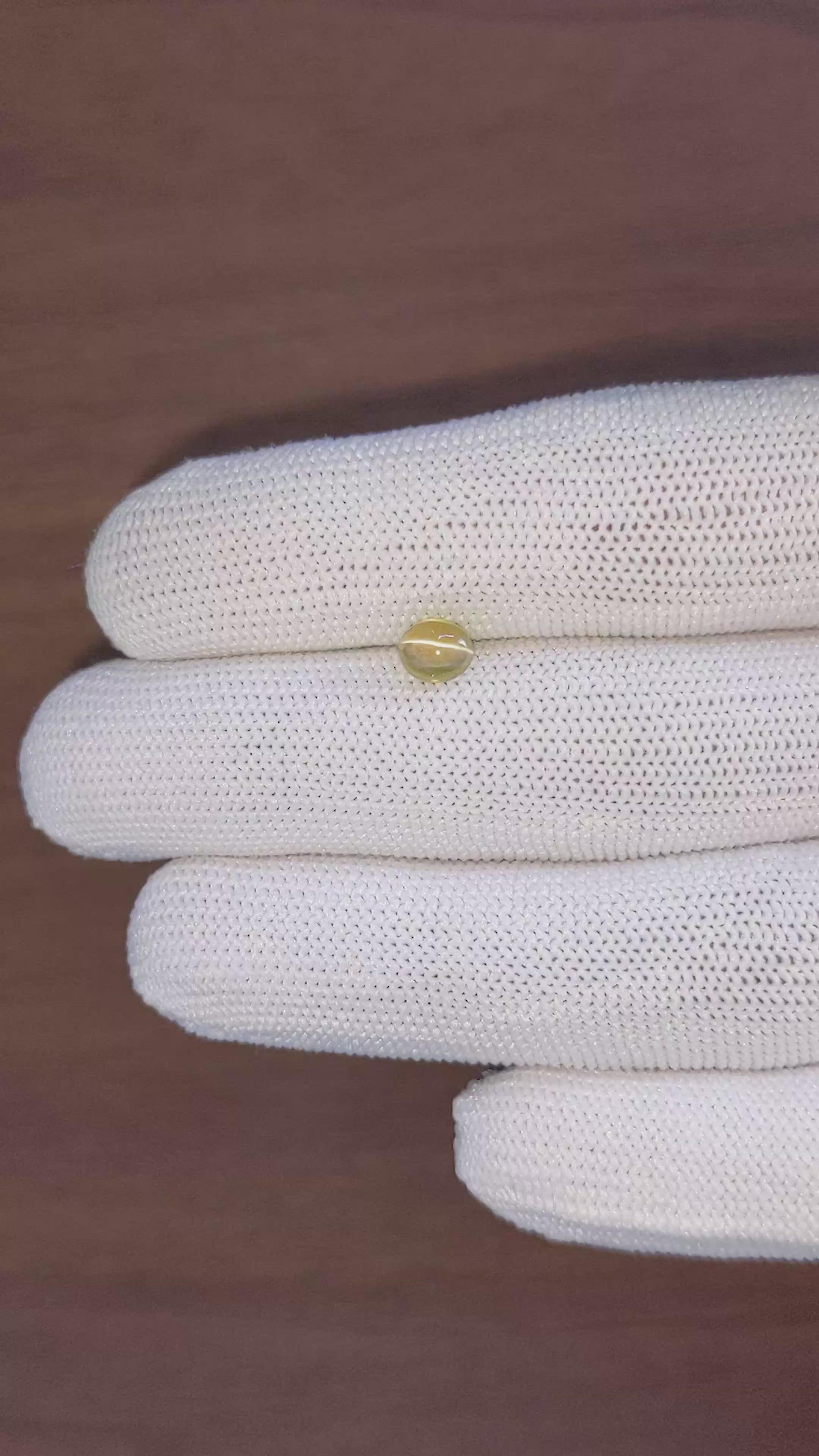 1.27 Ct. Yellowish Green Cabochon Chrysoberyl from Ceylon (Sri Lanka) Size Video