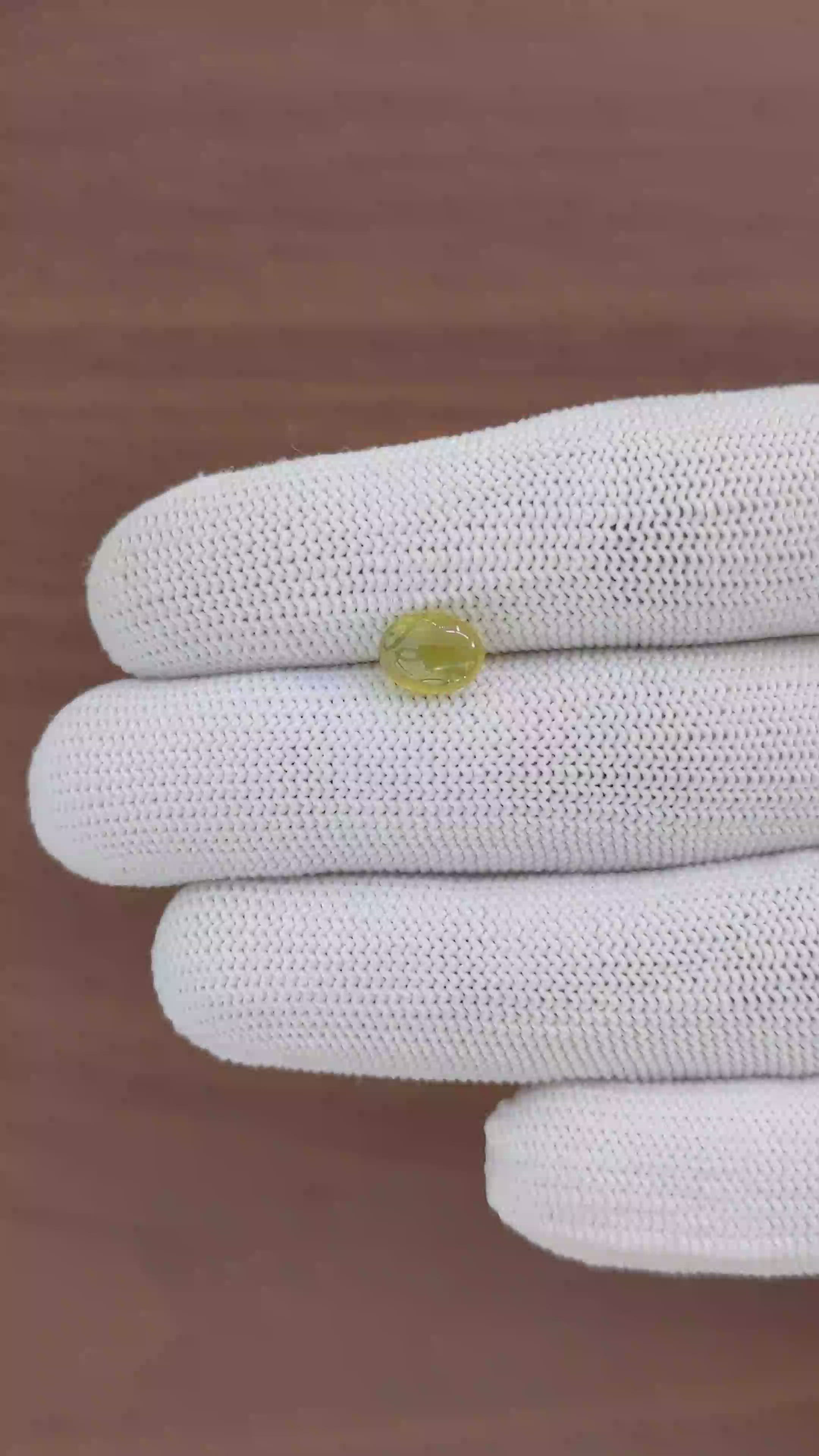 2.19 Ct. Yellowish Green Cabochon Chrysoberyl from Madagascar Size Video