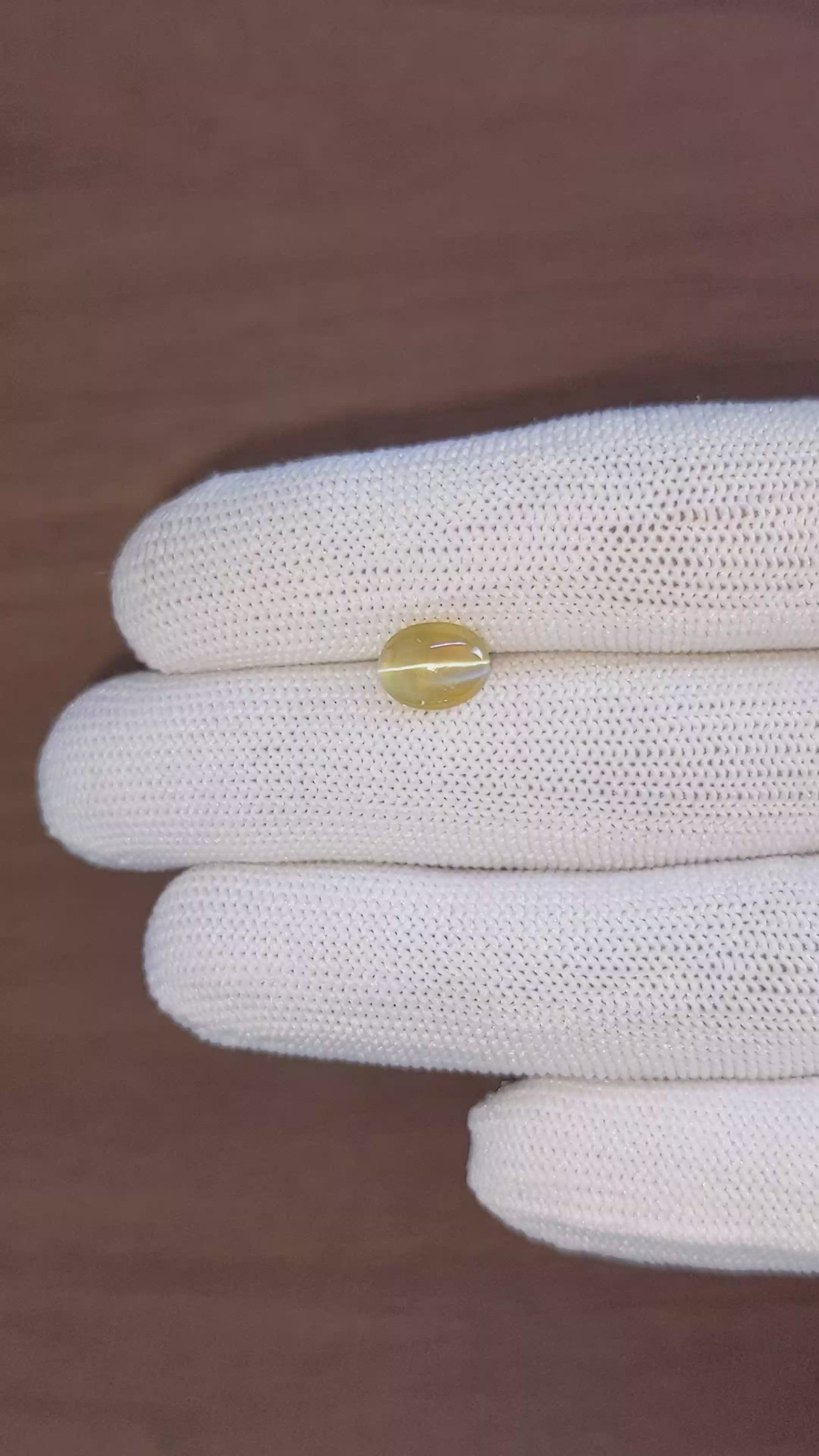 2.08 Ct. Greenish Yellow Cabochon Chrysoberyl from Madagascar Size Video