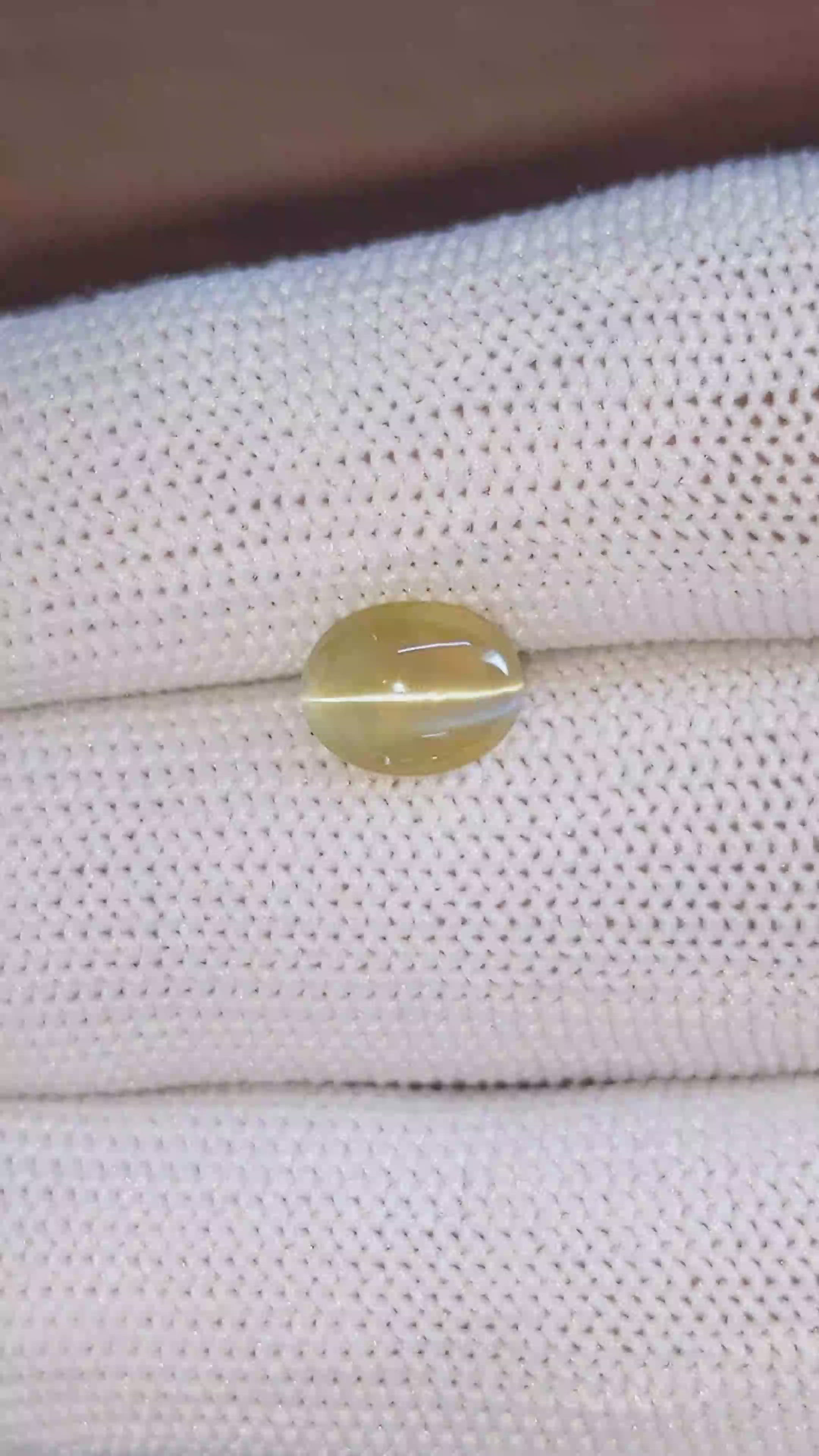2.08 Ct. Greenish Yellow Cabochon Chrysoberyl from Madagascar Size Video