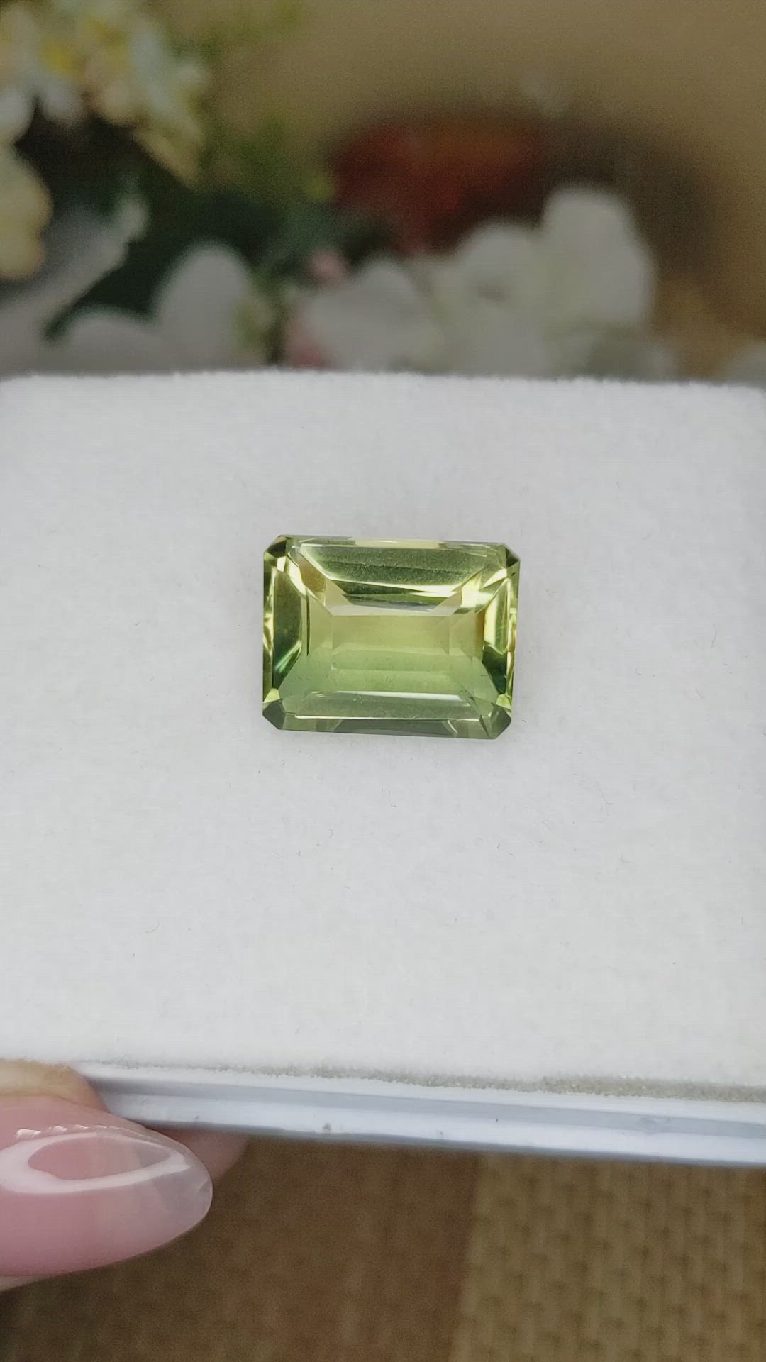 17.93 Ct. Yellowish Green Prasiolite from Madagascar Size Video