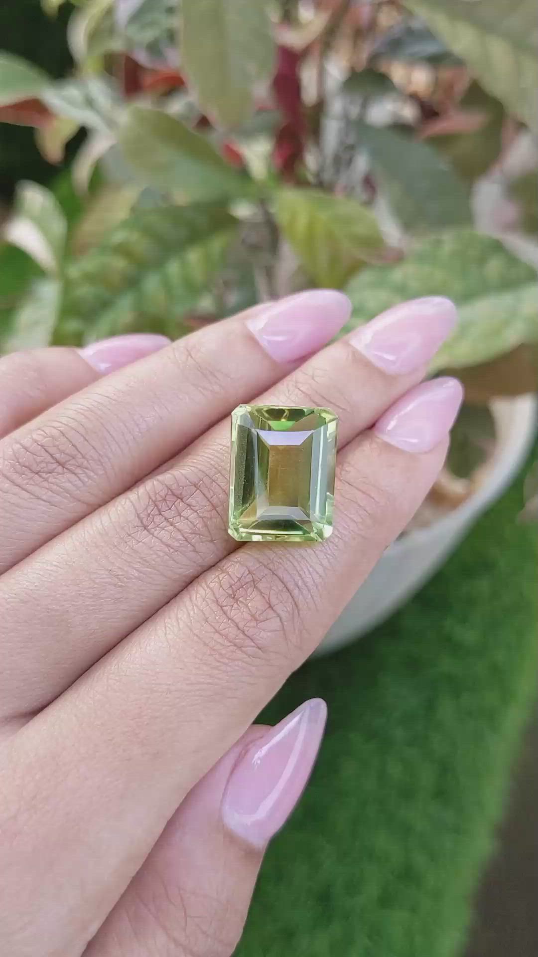 17.93 Ct. Yellowish Green Prasiolite from Madagascar Size Video