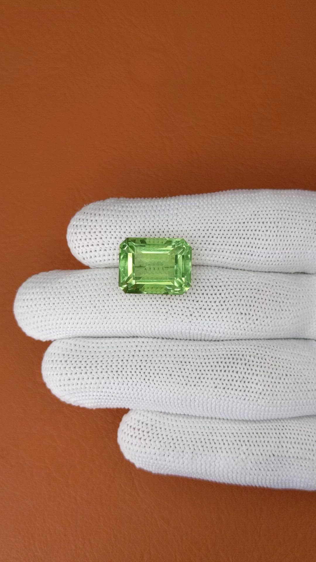 14.21 Ct. Yellowish Green Prasiolite from Madagascar Size Video