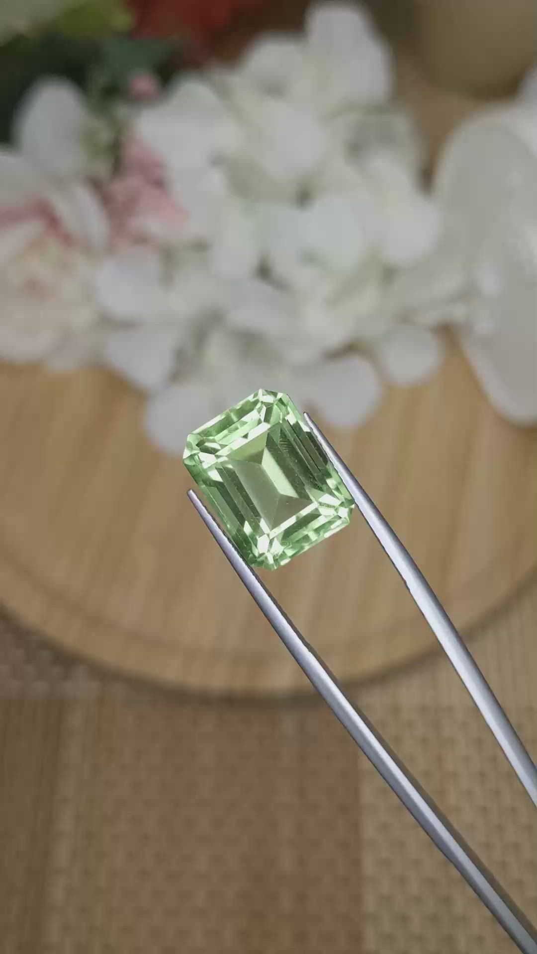 14.21 Ct. Yellowish Green Prasiolite from Madagascar Size Video