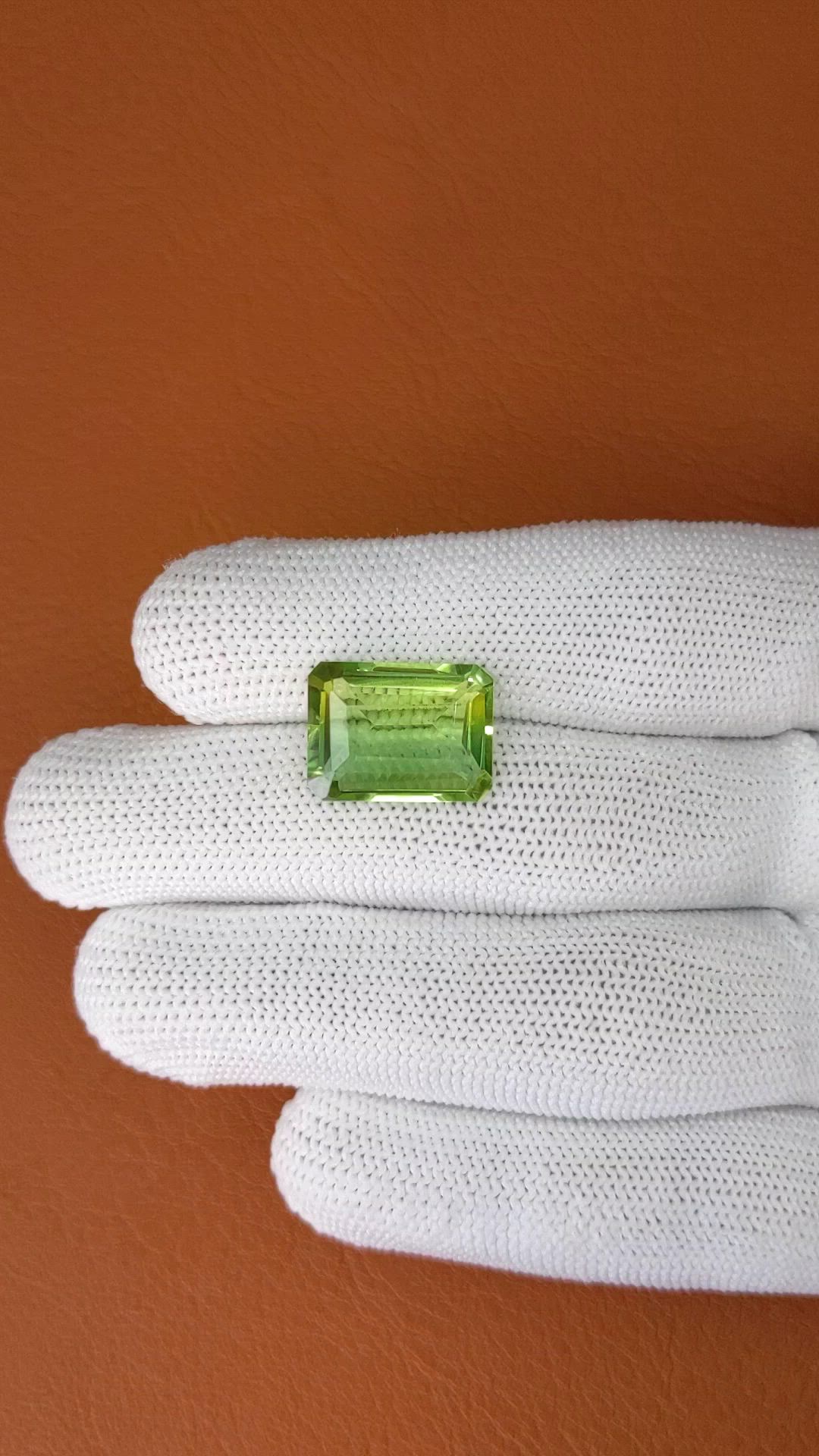 10.36 Ct. Yellowish Green Prasiolite from Madagascar Size Video