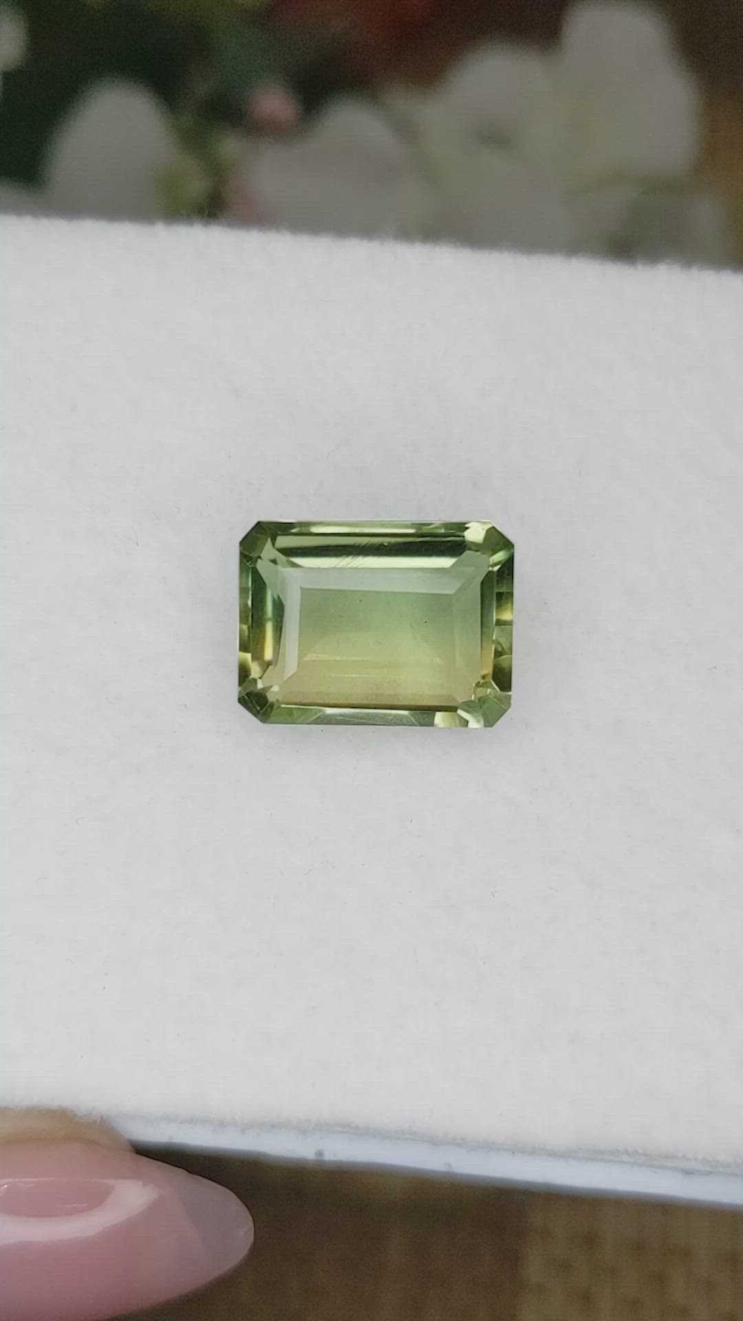 10.36 Ct. Yellowish Green Prasiolite from Madagascar Size Video