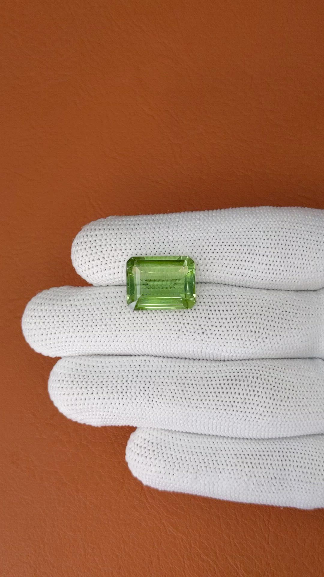 9.80 Ct. Yellowish Green Prasiolite from Madagascar Size Video
