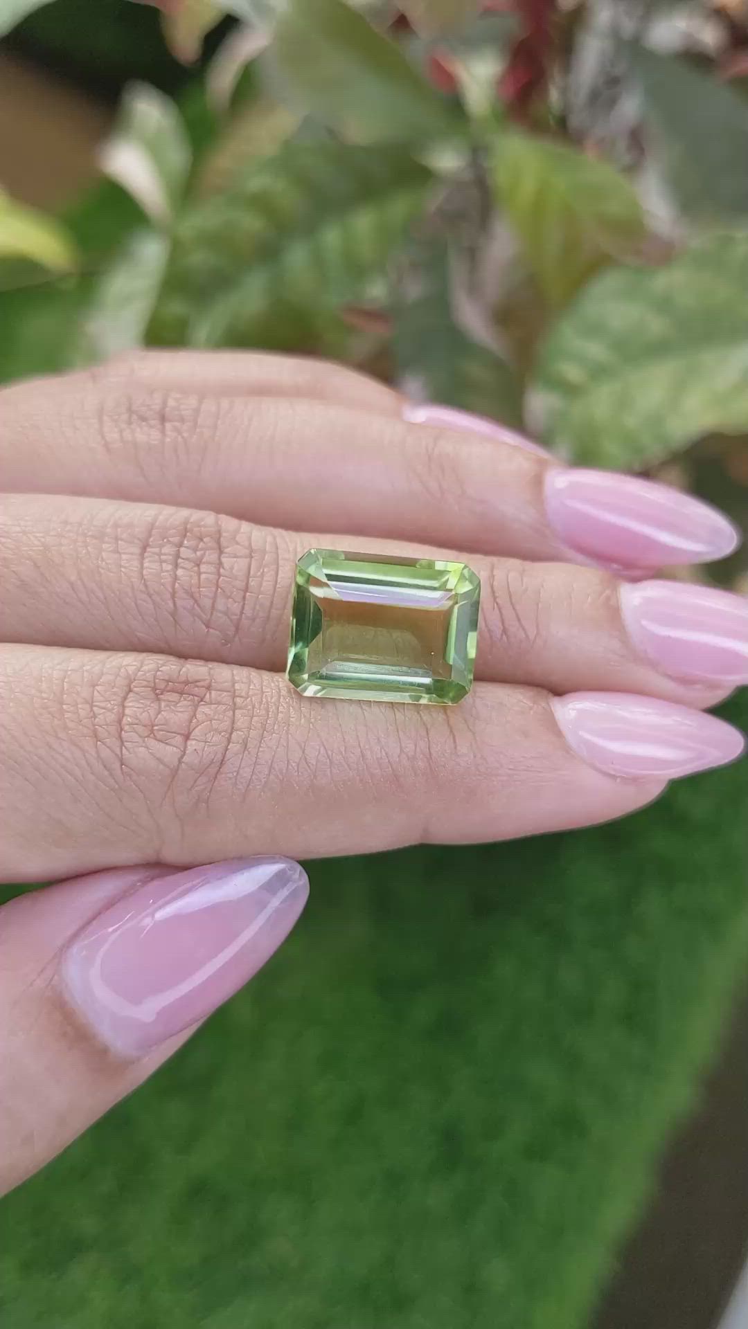 9.80 Ct. Yellowish Green Prasiolite from Madagascar Size Video