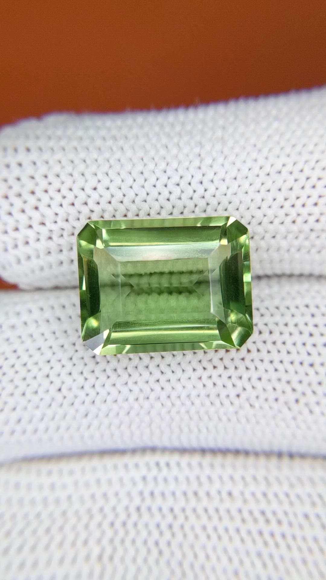 9.80 Ct. Yellowish Green Prasiolite from Madagascar Size Video