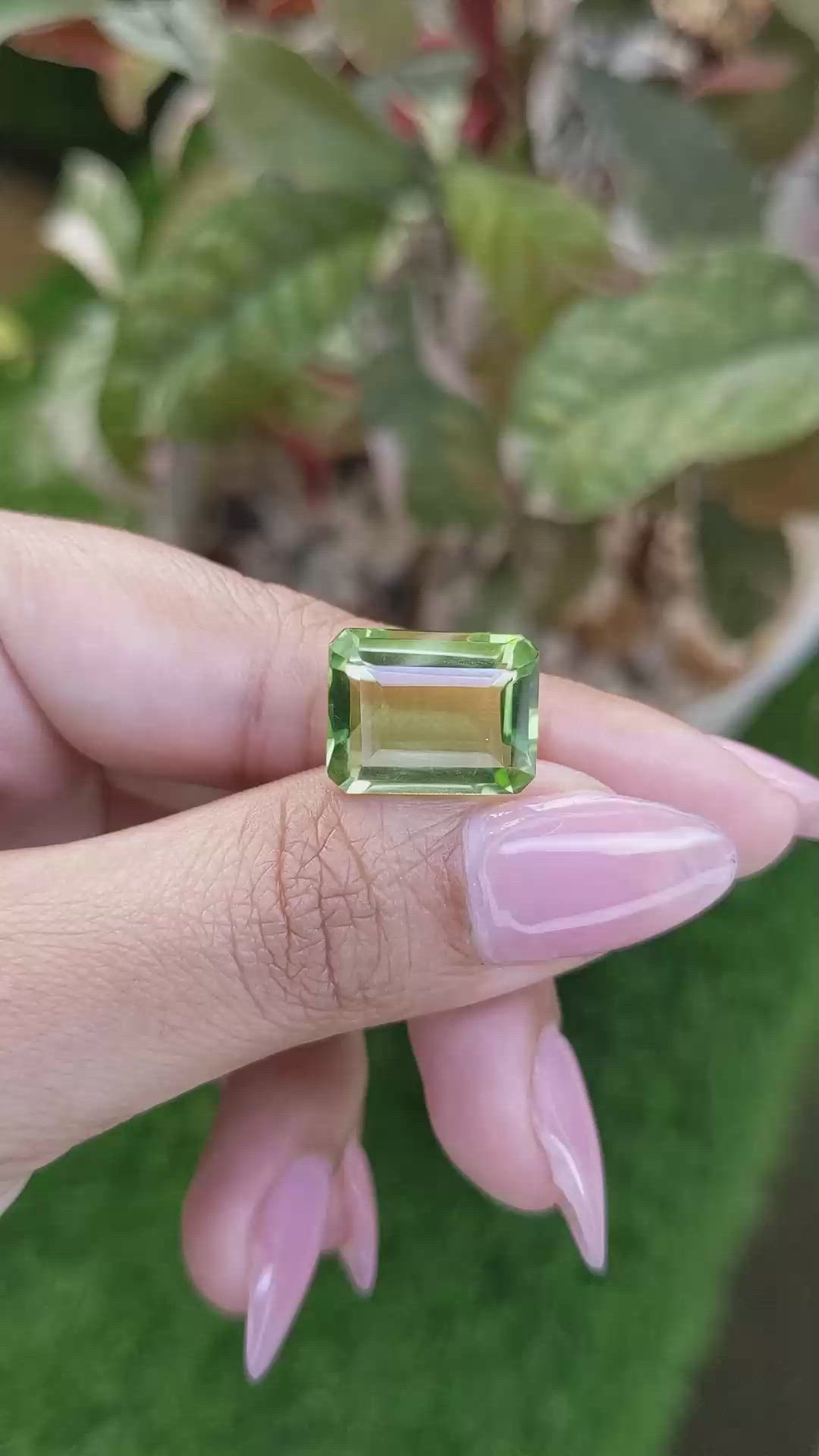 9.80 Ct. Yellowish Green Prasiolite from Madagascar Size Video