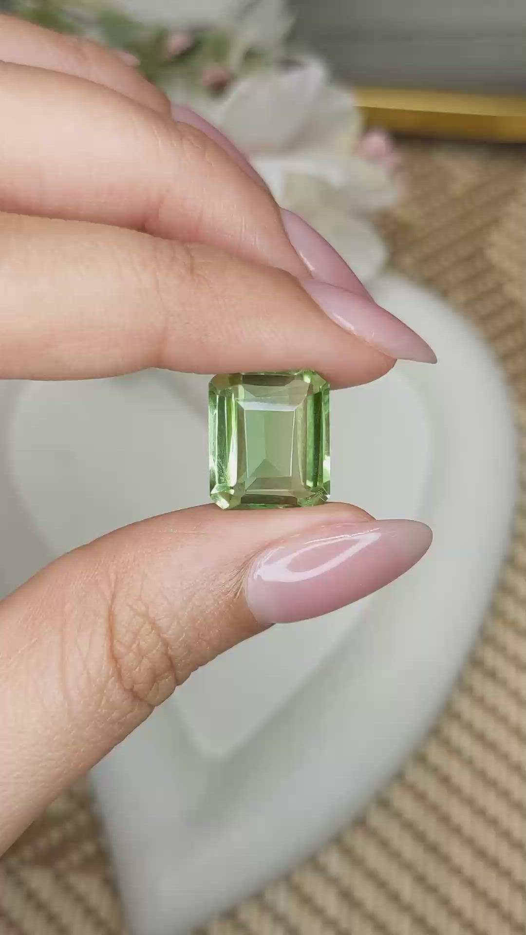 9.69 Ct. Green Prasiolite from Madagascar Size Video