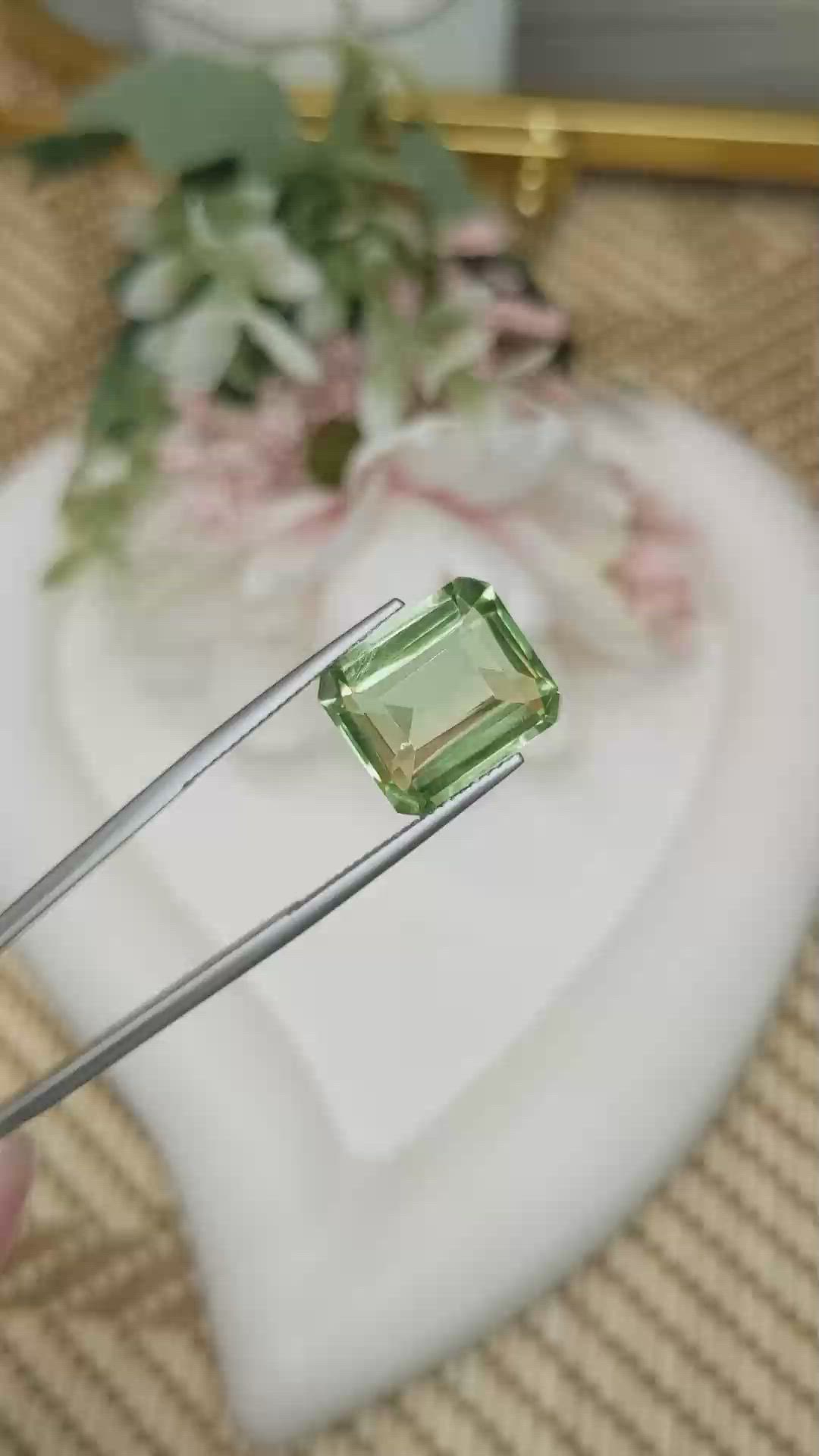 9.69 Ct. Green Prasiolite from Madagascar Size Video