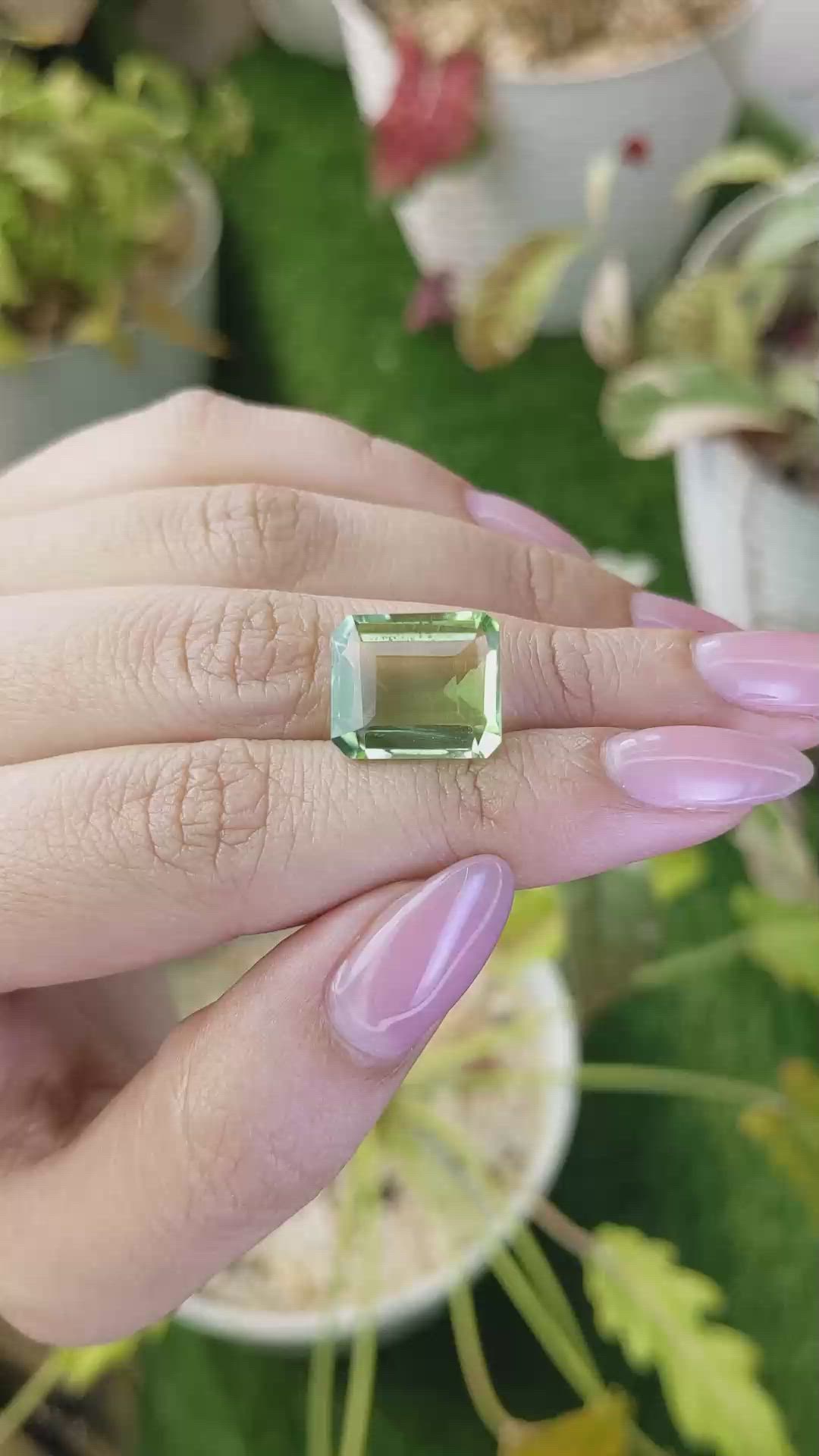 9.69 Ct. Green Prasiolite from Madagascar Size Video