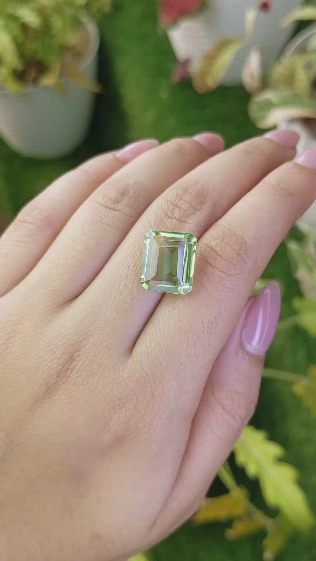 9.69 Ct. Green Prasiolite from Madagascar Size Video