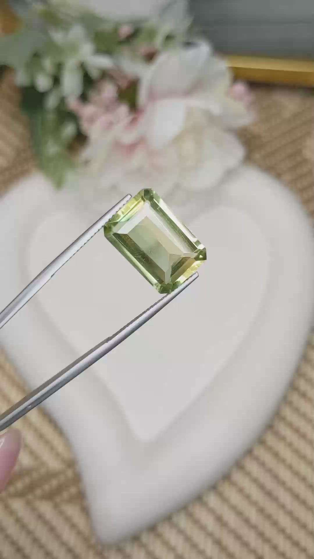 9.07 Ct. Yellowish Green Prasiolite from Madagascar Size Video