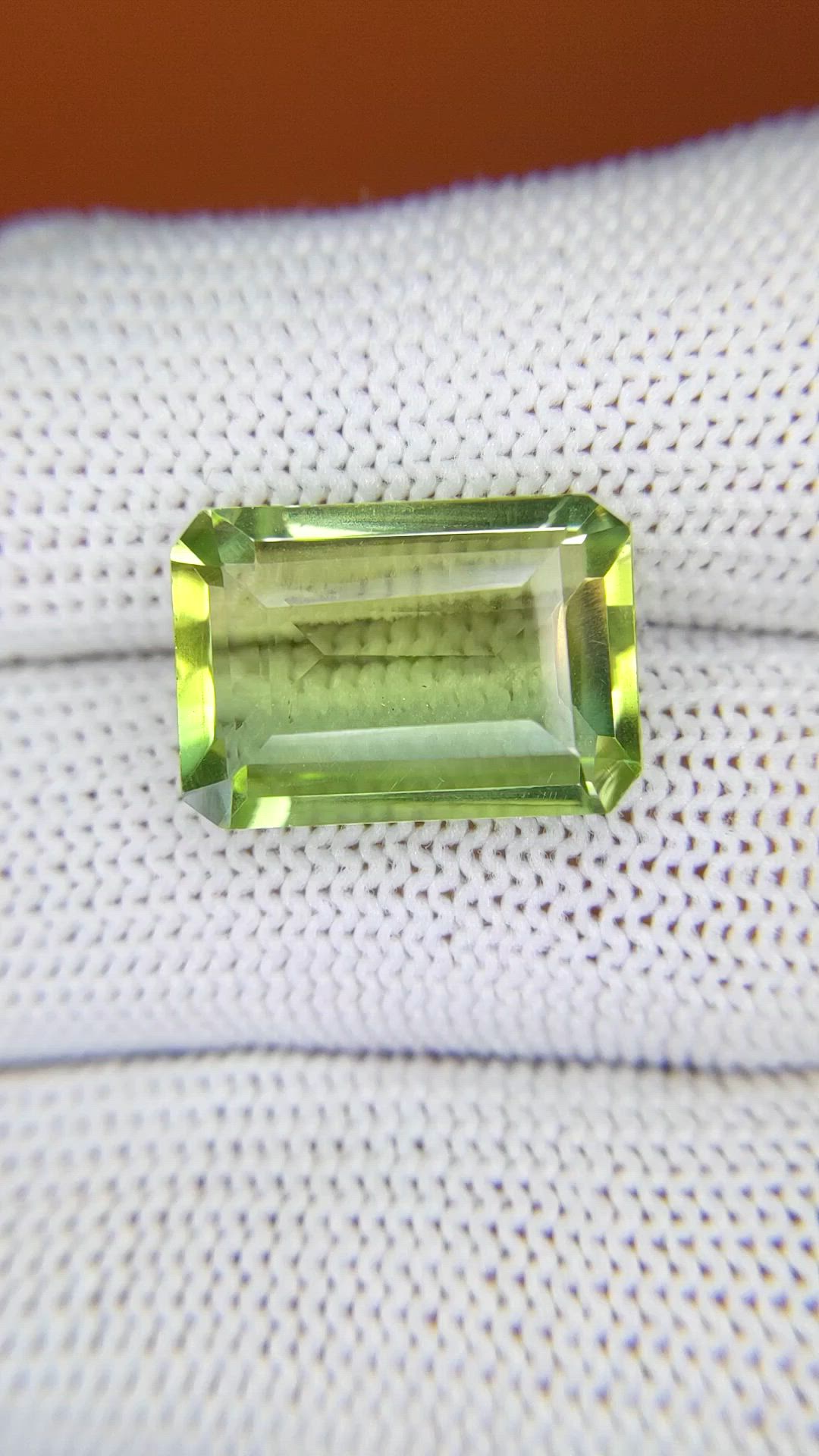 9.07 Ct. Yellowish Green Prasiolite from Madagascar Size Video
