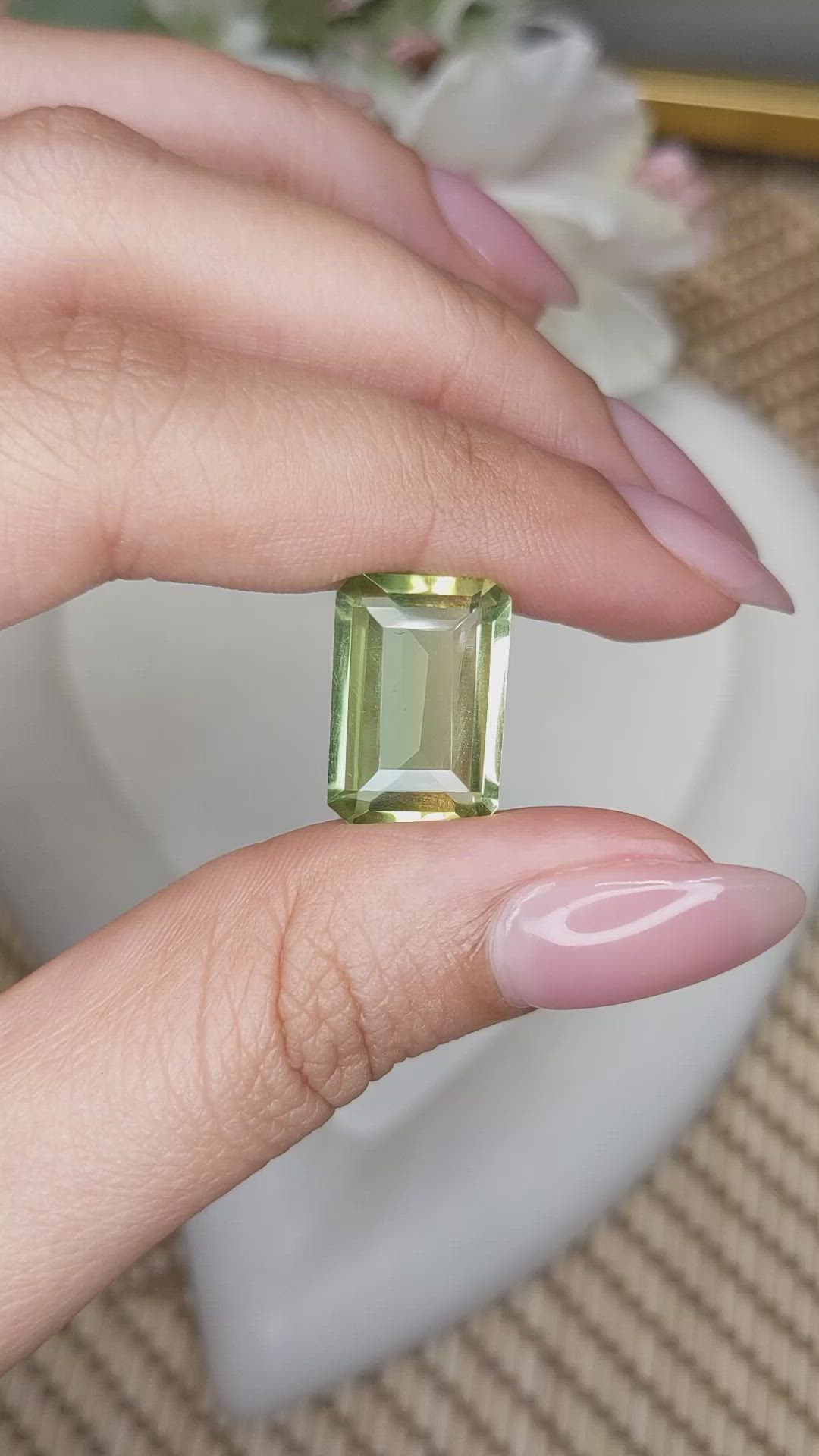 9.07 Ct. Yellowish Green Prasiolite from Madagascar Size Video
