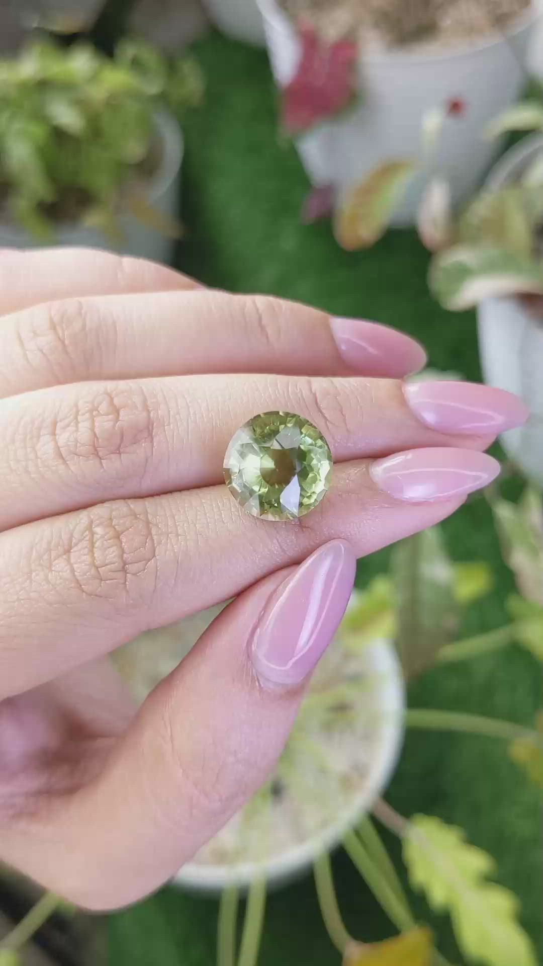 8.37 Ct. Yellowish Green Prasiolite from Madagascar Size Video