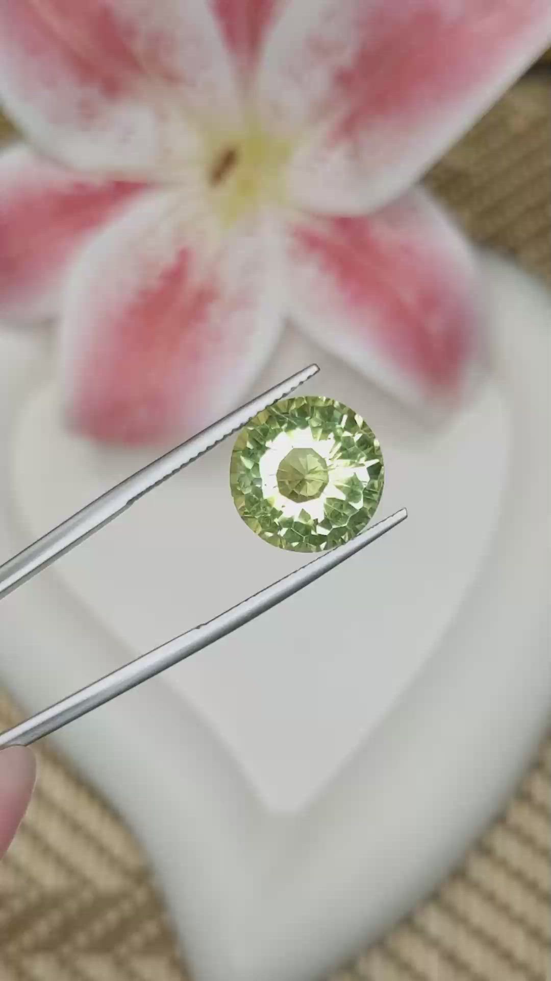 8.37 Ct. Yellowish Green Prasiolite from Madagascar Size Video