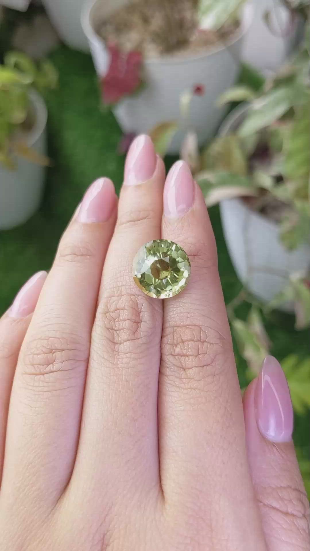 8.37 Ct. Yellowish Green Prasiolite from Madagascar Size Video