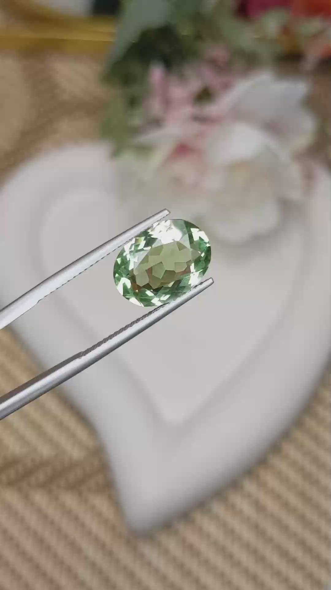 4.25 Ct. Green Prasiolite from Madagascar Size Video