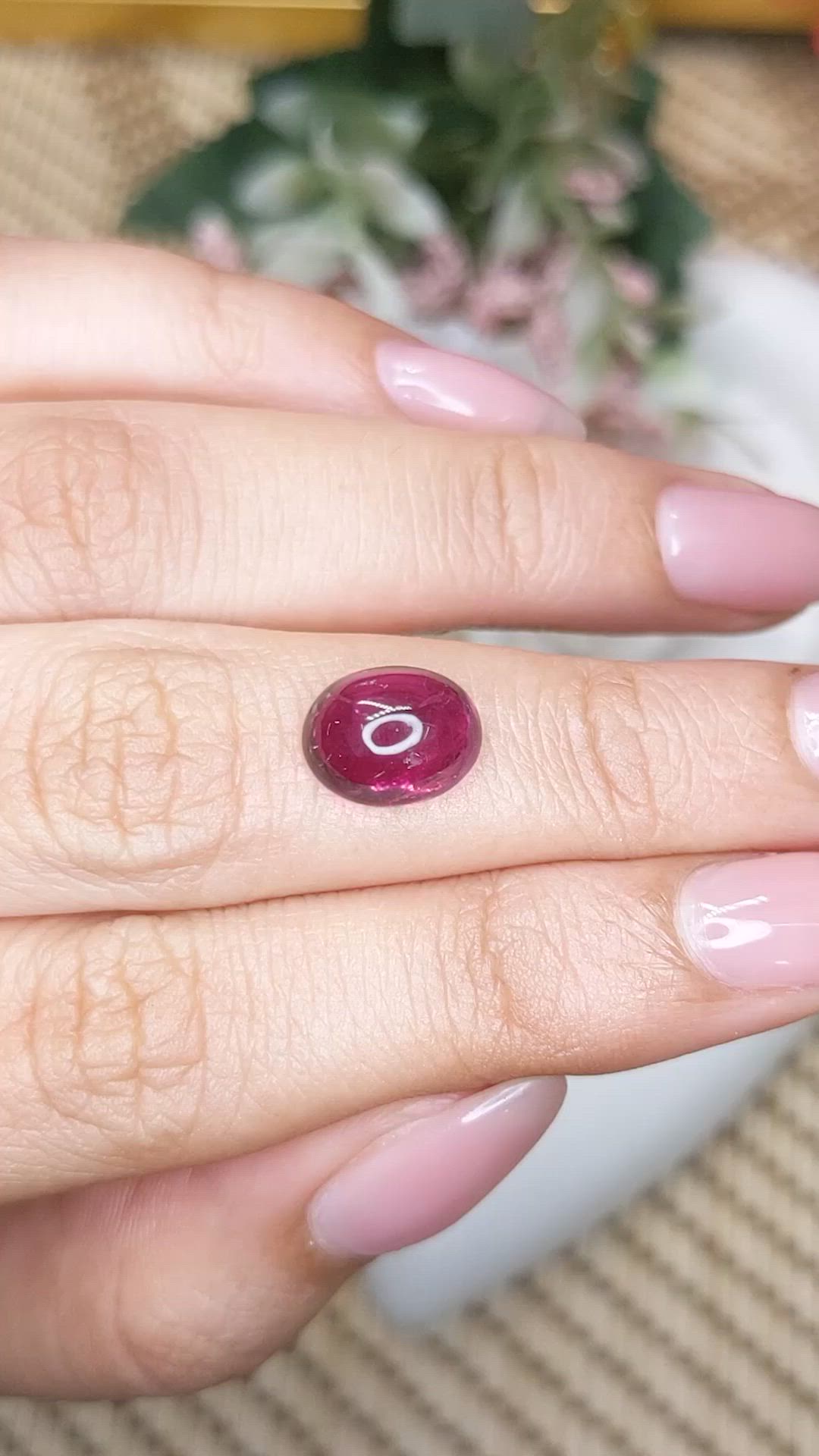 3.55 Ct. Pinkish Purple Cabochon Spinel from Ceylon (Sri Lanka) Size Video