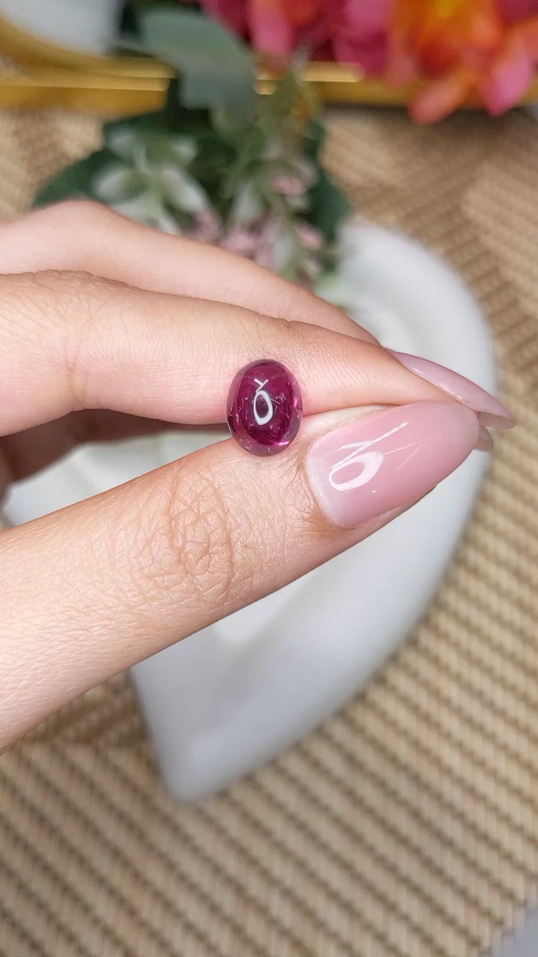 3.55 Ct. Pinkish Purple Cabochon Spinel from Ceylon (Sri Lanka) Size Video