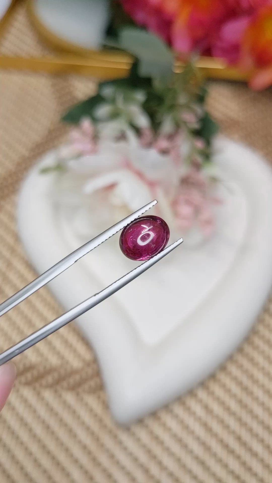 3.55 Ct. Pinkish Purple Cabochon Spinel from Ceylon (Sri Lanka) Size Video