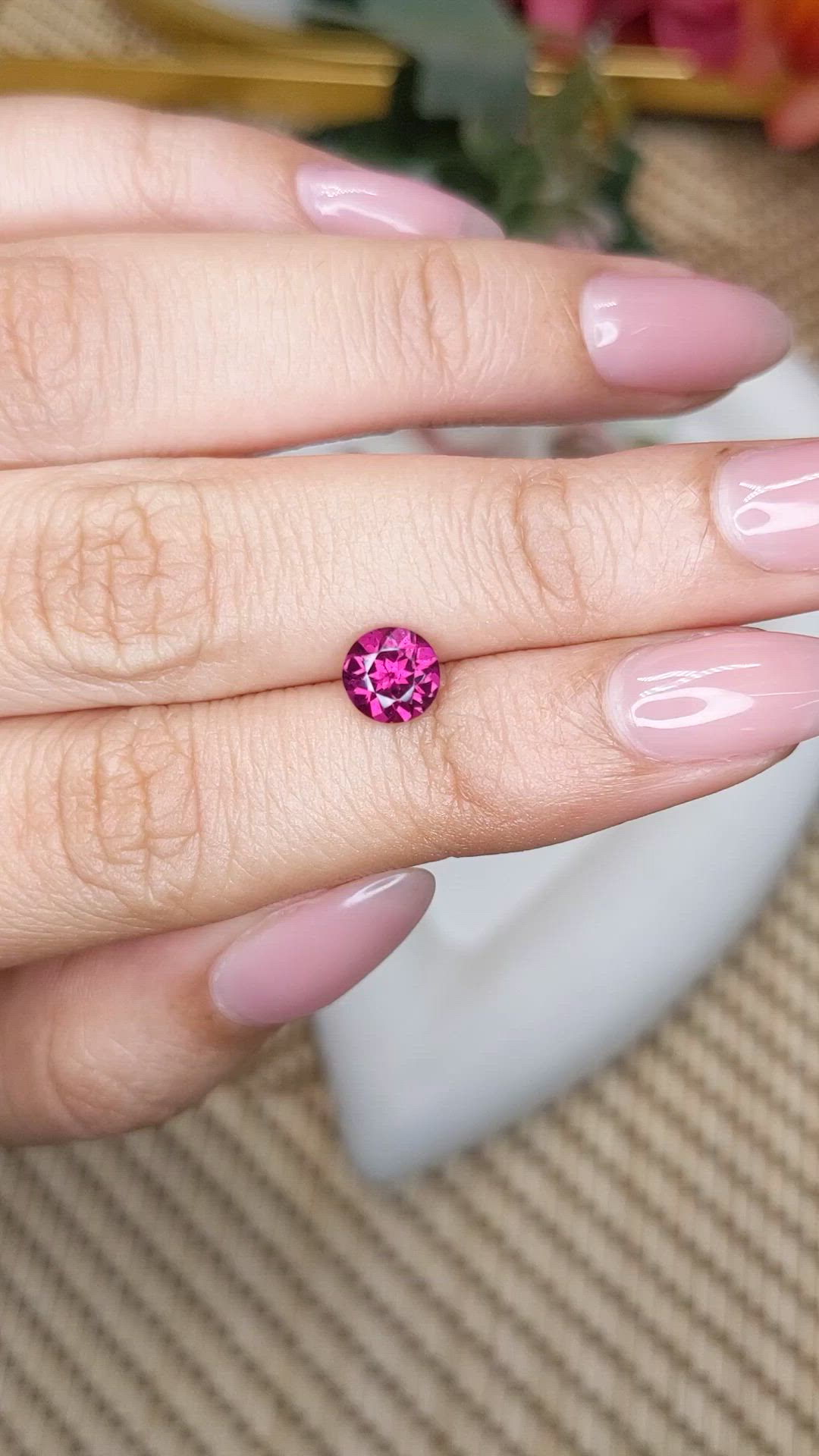 1.14 Ct. Pinkish Purple Rhodolite Garnet from Ceylon (Sri Lanka) Size Video