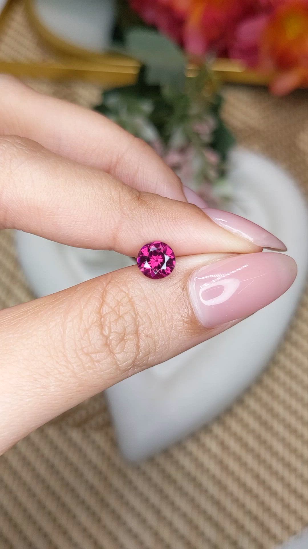 1.14 Ct. Pinkish Purple Rhodolite Garnet from Ceylon (Sri Lanka) Size Video